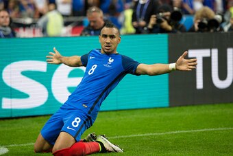 PARIS, FRANCE - JULY 03:  France's Dimitri Payet celebrates scoring his sides third goal during the UEFA Euro 2016 Quarter-final match between France and Iceland at on July 03 in Paris, France.  (Photo by Craig Mercer/CameraSport via Getty Images)