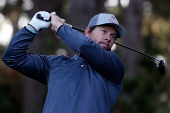 PEBBLE BEACH, CA - FEBRUARY 11:  Mark Wahlberg plays his tee shot on the second hole during the first round of the AT&T Pebble Beach National Pro-Am at the Spyglass Hill Golf Course on on February 11, 2016 in Pebble Beach, California.  (Photo by Sean M. H