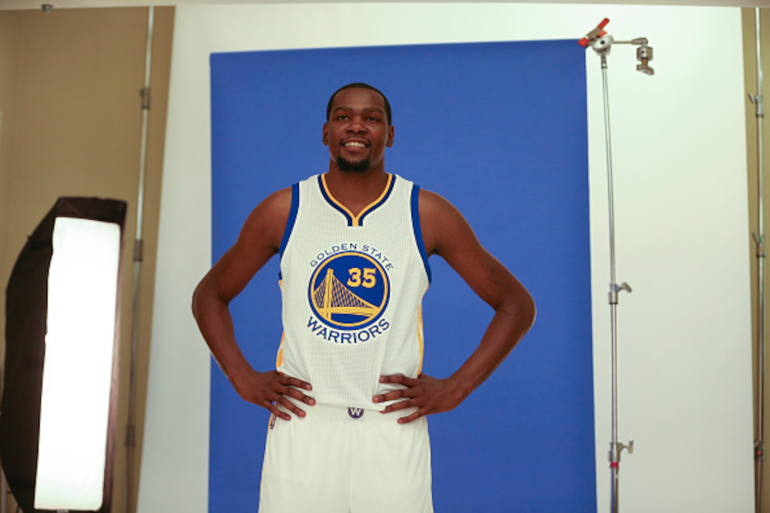 OAKLAND, CA - JULY 7:  Kevin Durant #35 of the Golden State Warriors poses for a portrait on July 7, 2016 in Oakland, California. NOTE TO USER: User expressly acknowledges and agrees that, by downloading and or using this photograph, user is consenting to