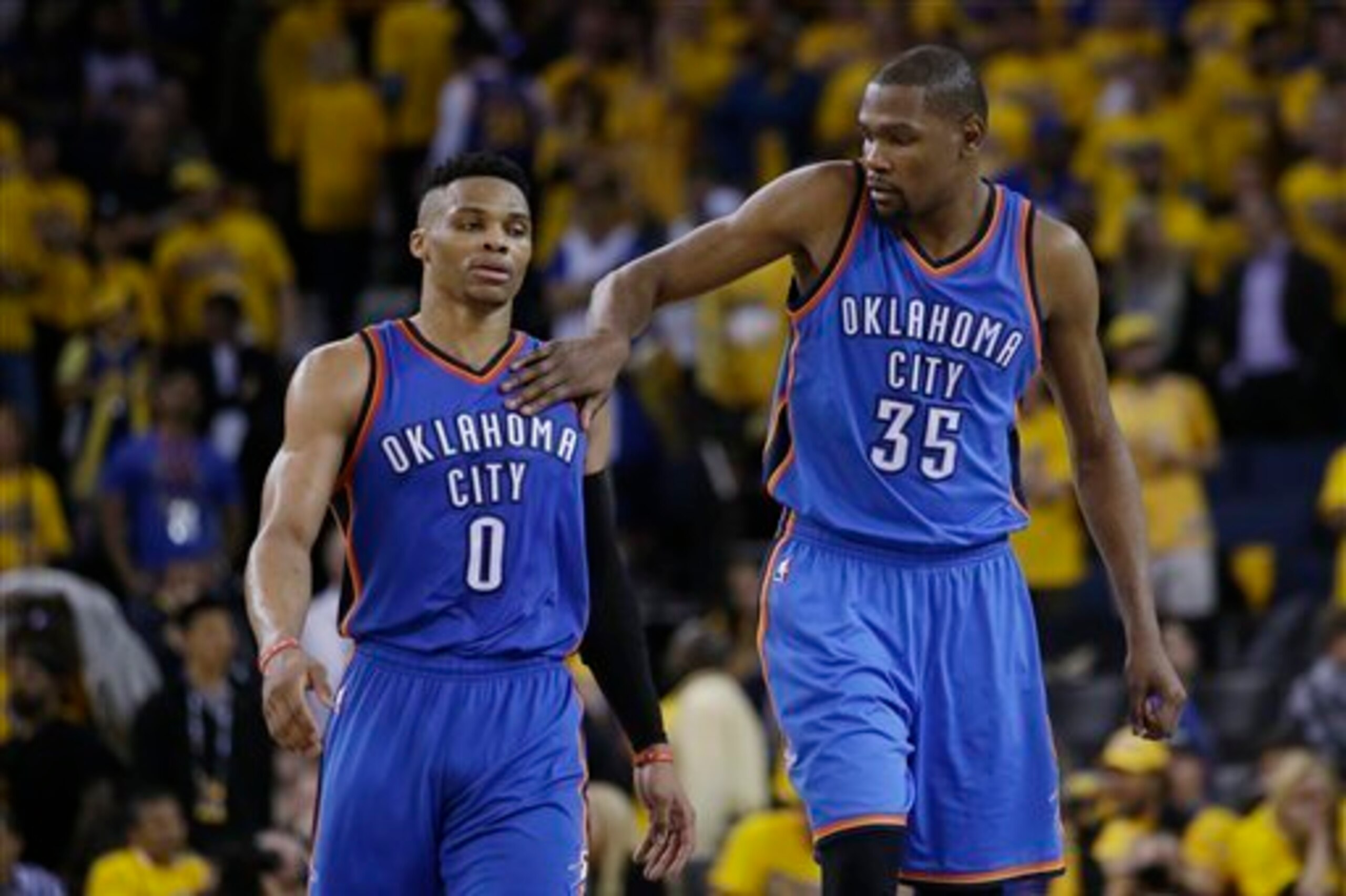 Russell Westbrook and Kevin Durant were certainly a dynamic duo, but Westbrook may be at his best when he doesn't have to worry about involving a fellow superstar in the offense. Russell Westbrook and Kevin Durant were certainly a dynamic duo, but Westbrook may be at his best when he doesn't have to worry about involving a fellow superstar in the offense.