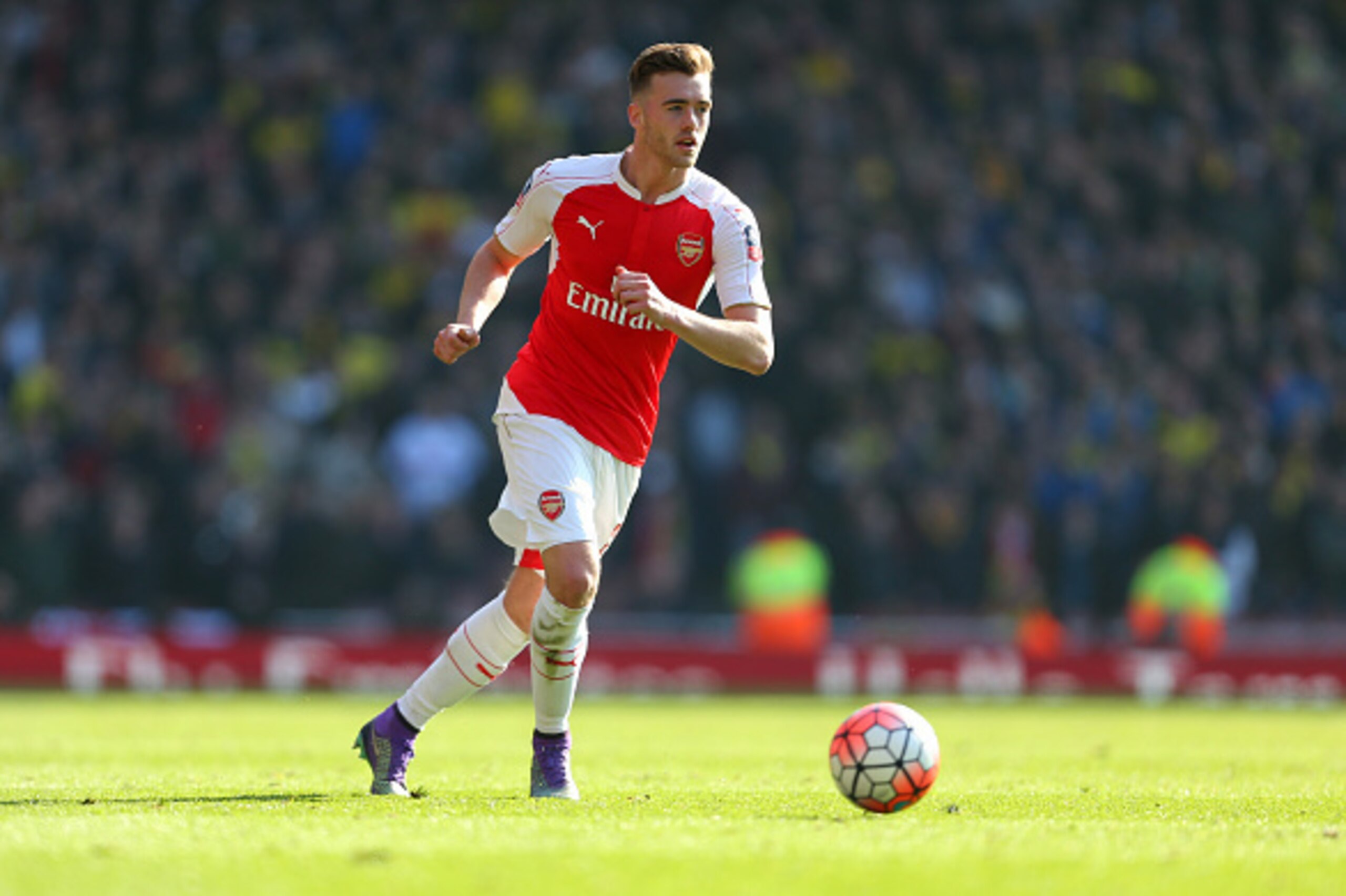 LONDON, ENGLAND - MARCH 13:  Calum Chambers of Arsenal during the Emirates FA Cup match between Arsenal and Watford at the Emirates Stadium on March 13, 2016 in London, England.  (Photo by Catherine Ivill - AMA/Getty Images)