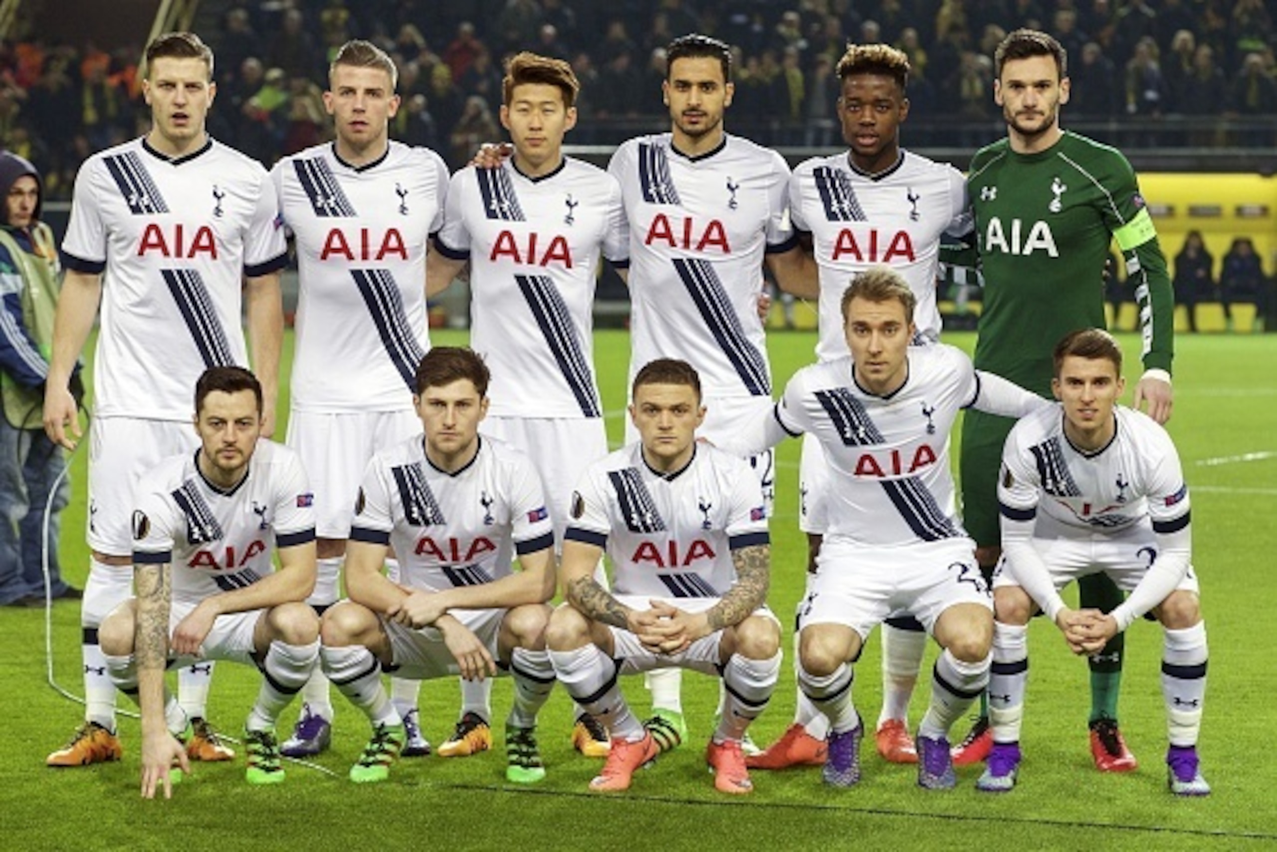 (Top Row L-R) Kevin Wimmer of Tottenham Hotspur FC, Toby Alderweireld of Tottenham Hotspur FC, Son Heung-Min of Tottenham Hotspur FC, Nacer Chadli of Tottenham Hotspur FC, Joshua Onomah of Tottenham Hotspur FC, goalkeeper Hugo Lloris of Tottenham Hotspur (Top Row L-R) Kevin Wimmer of Tottenham Hotspur FC, Toby Alderweireld of Tottenham Hotspur FC, Son Heung-Min of Tottenham Hotspur FC, Nacer Chadli of Tottenham Hotspur FC, Joshua Onomah of Tottenham Hotspur FC, goalkeeper Hugo Lloris of Tottenham Hotspur