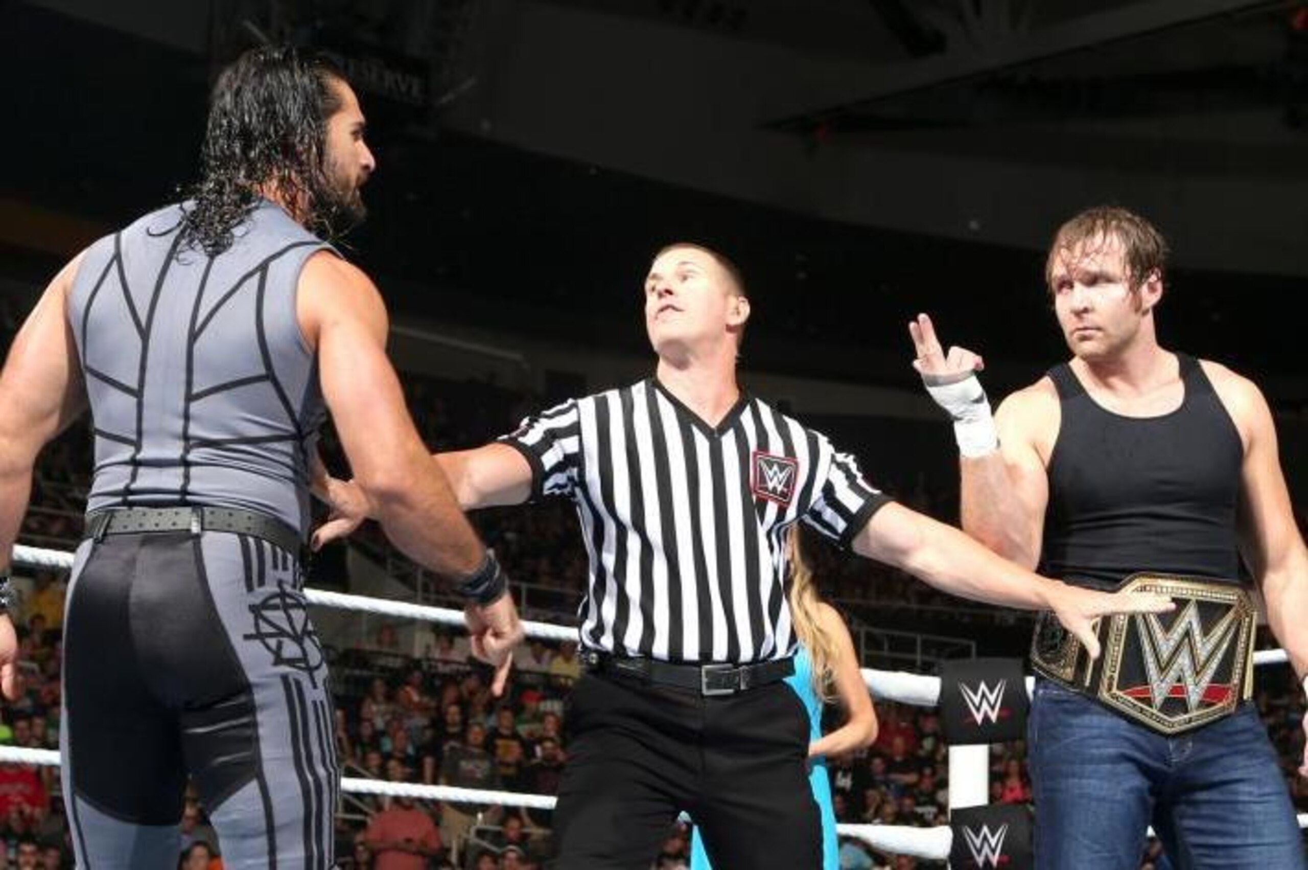 Seth Rollins and Dean Ambrose prepare for a WWE title match on Monday's Raw. Seth Rollins and Dean Ambrose prepare for a WWE title match on Monday's Raw.