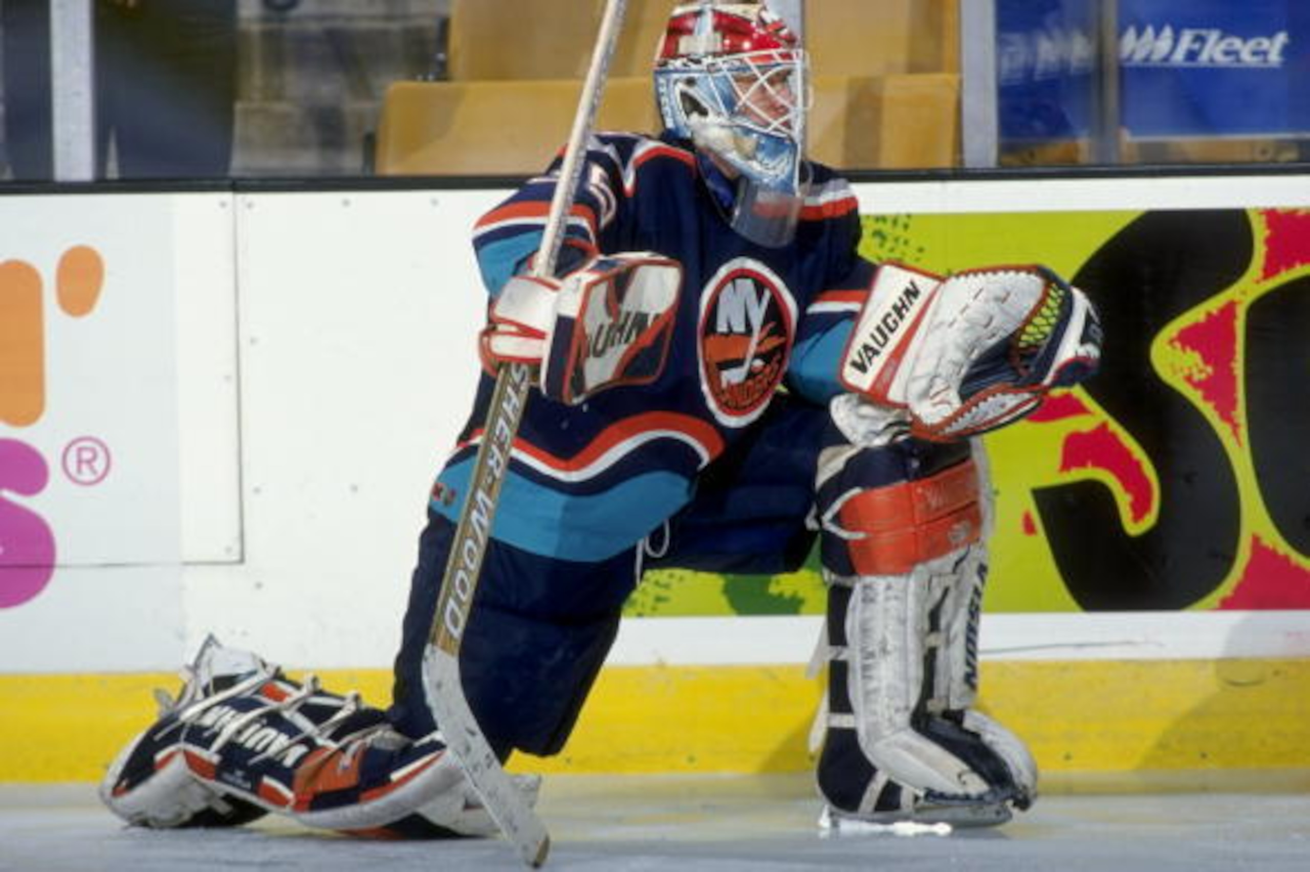 9 Apr 1998:  Goaltender Tommy Salo of the New York Islanders in action during a game against the Boston Bruins at the Fleet Center in Boston, Massachusetts. The Bruins defeated the Islanders 4-1. Mandatory Credit: Robert Laberge  /Allsport