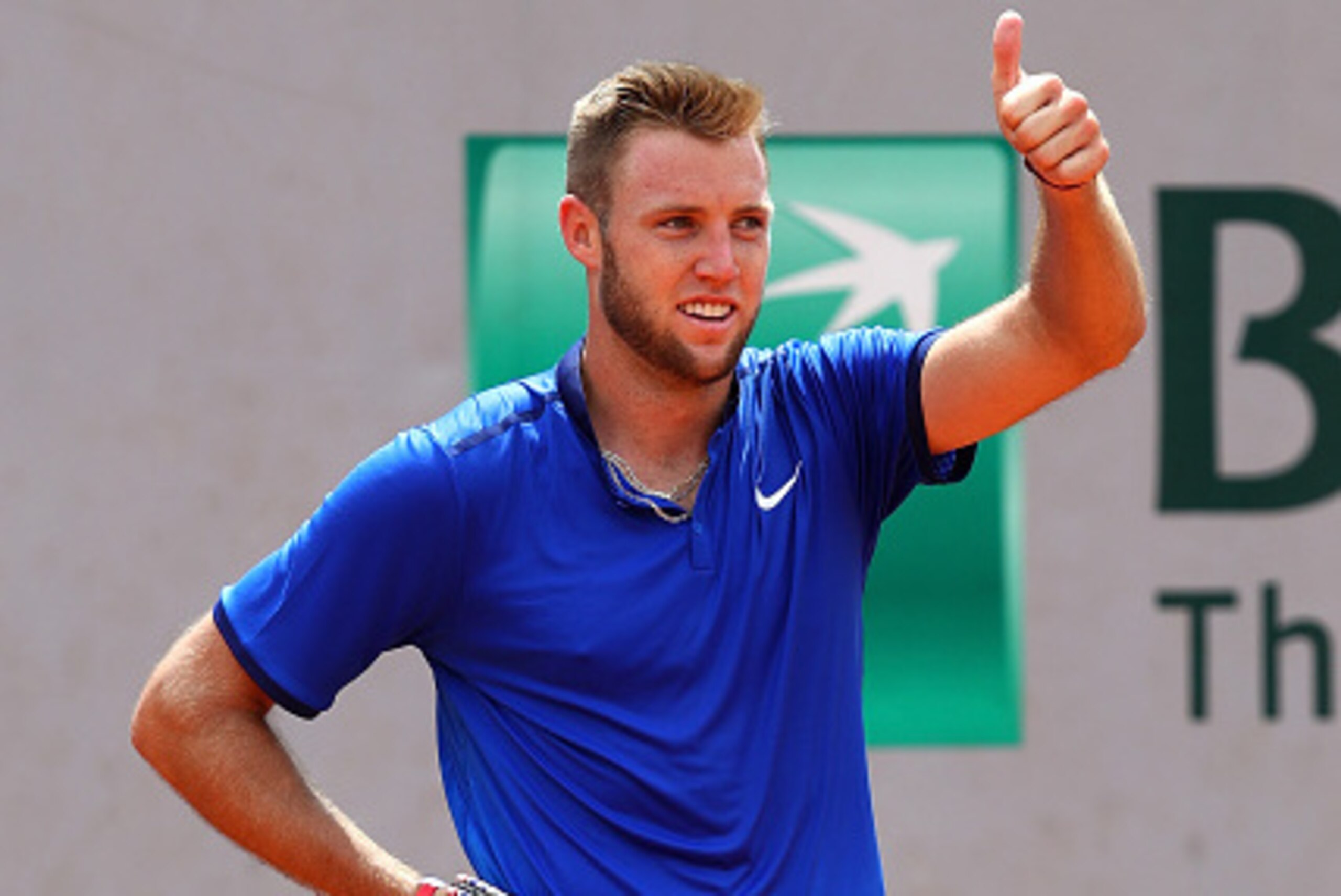 PARIS, FRANCE - MAY 27:  Jack Sock of the United States gestures during the Men's Singles third round match against Alberto Ramos Vinolas of Spain on day six of the 2016 French Open at Roland Garros on May 27, 2016 in Paris, France.  (Photo by Julian Finn