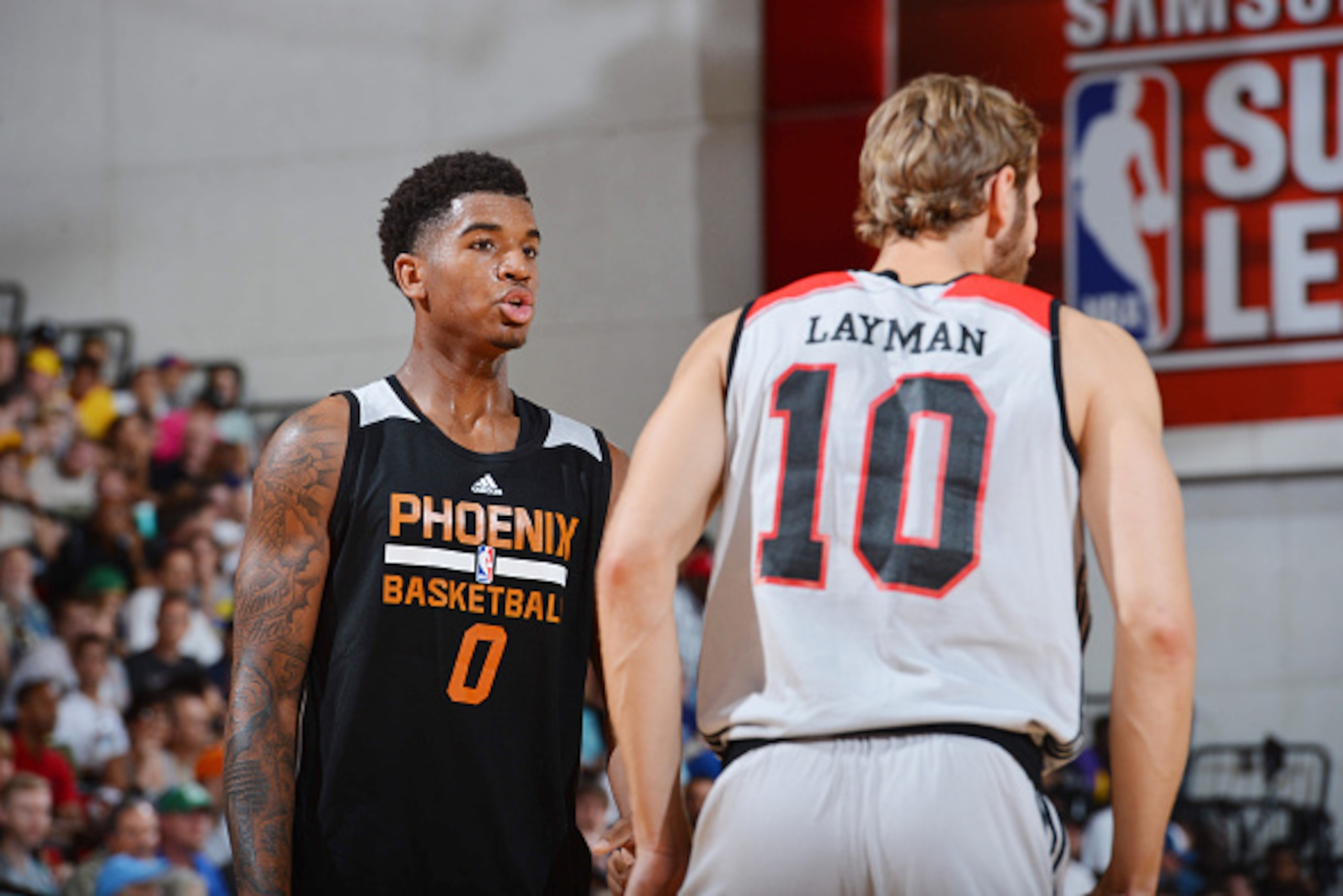 LAS VEGAS, NV - JULY 9:  Marquese Chriss #0 of the Phoenix Suns stands on the court against the Portland Trail Blazers during the 2016 NBA Las Vegas Summer League game on July 9, 2016 at the Cox Pavilion in Las Vegas, Nevada. NOTE TO USER: User expressly 