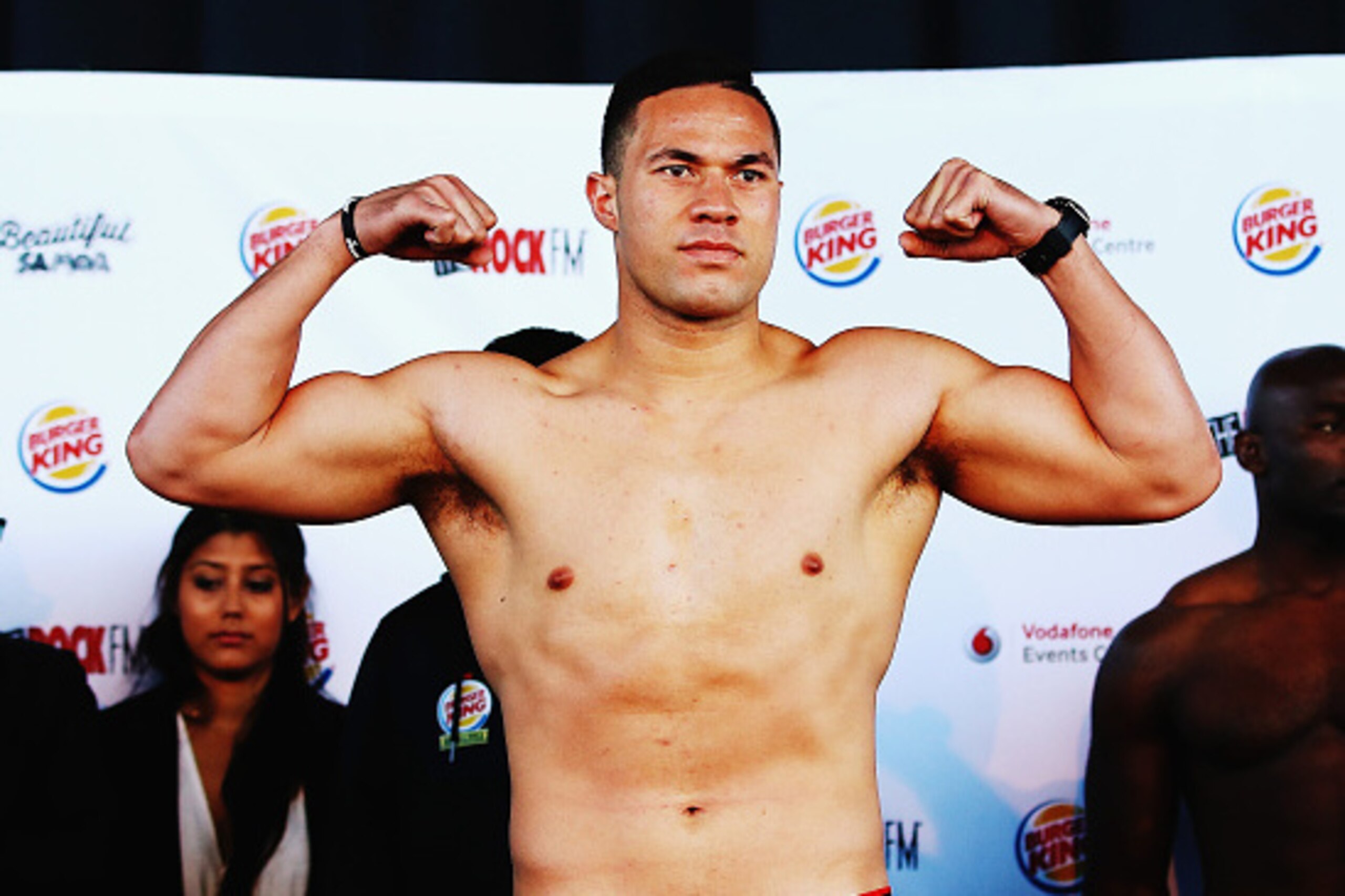AUCKLAND, NEW ZEALAND - MAY 20:  Joseph Parker weighs in during the weigh in at Vodafone Events Centre, Manukau on May 20, 2016 in Auckland, New Zealand.Parker will fight Carlos Takam on Saturday.  (Photo by Hannah Peters/Getty Images)