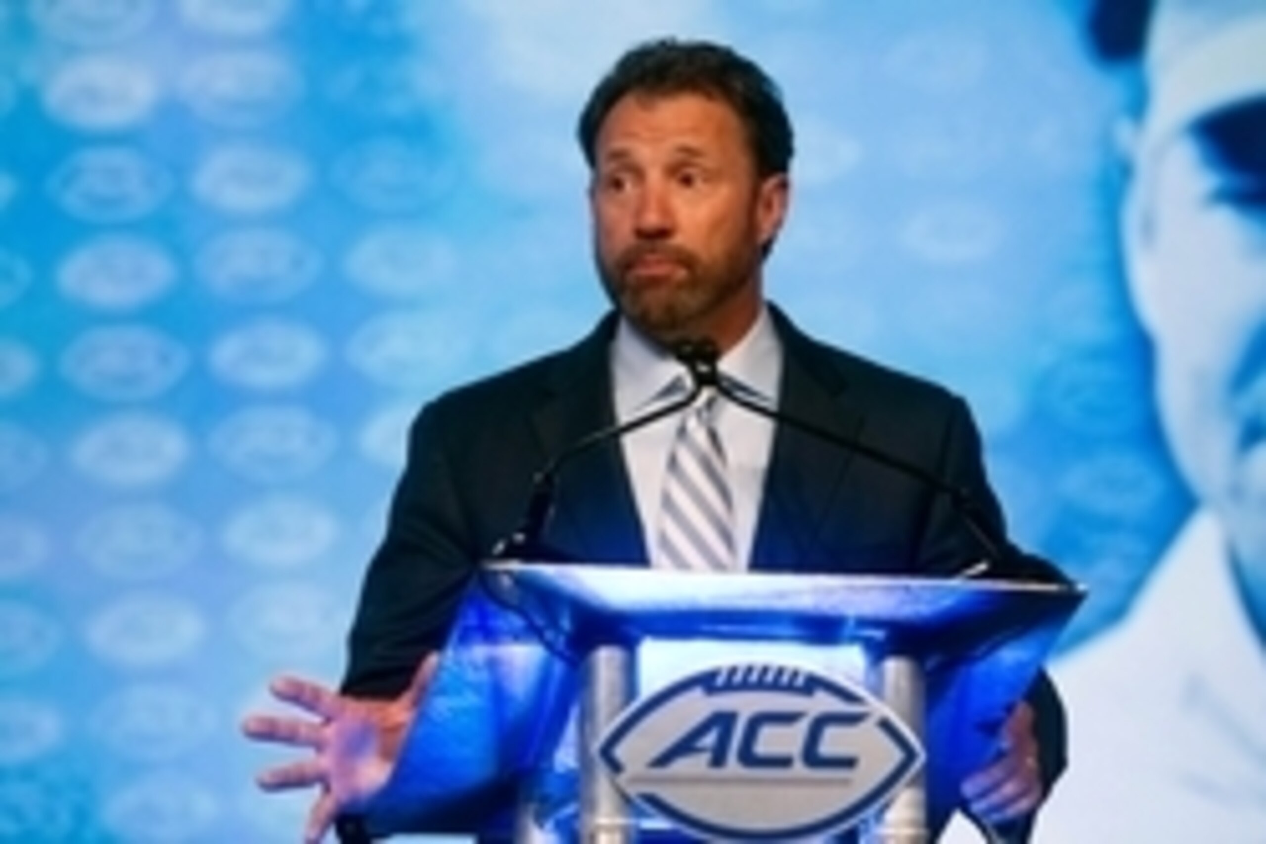 Jul 21, 2016; Charlotte, NC, USA; North Carolina Tar Heels head coach Larry Fedora speaks to the media during the ACC Football Kickoff at Westin Charlotte. Mandatory Credit: Jeremy Brevard-USA TODAY Sports Jul 21, 2016; Charlotte, NC, USA; North Carolina Tar Heels head coach Larry Fedora speaks to the media during the ACC Football Kickoff at Westin Charlotte. Mandatory Credit: Jeremy Brevard-USA TODAY Sports