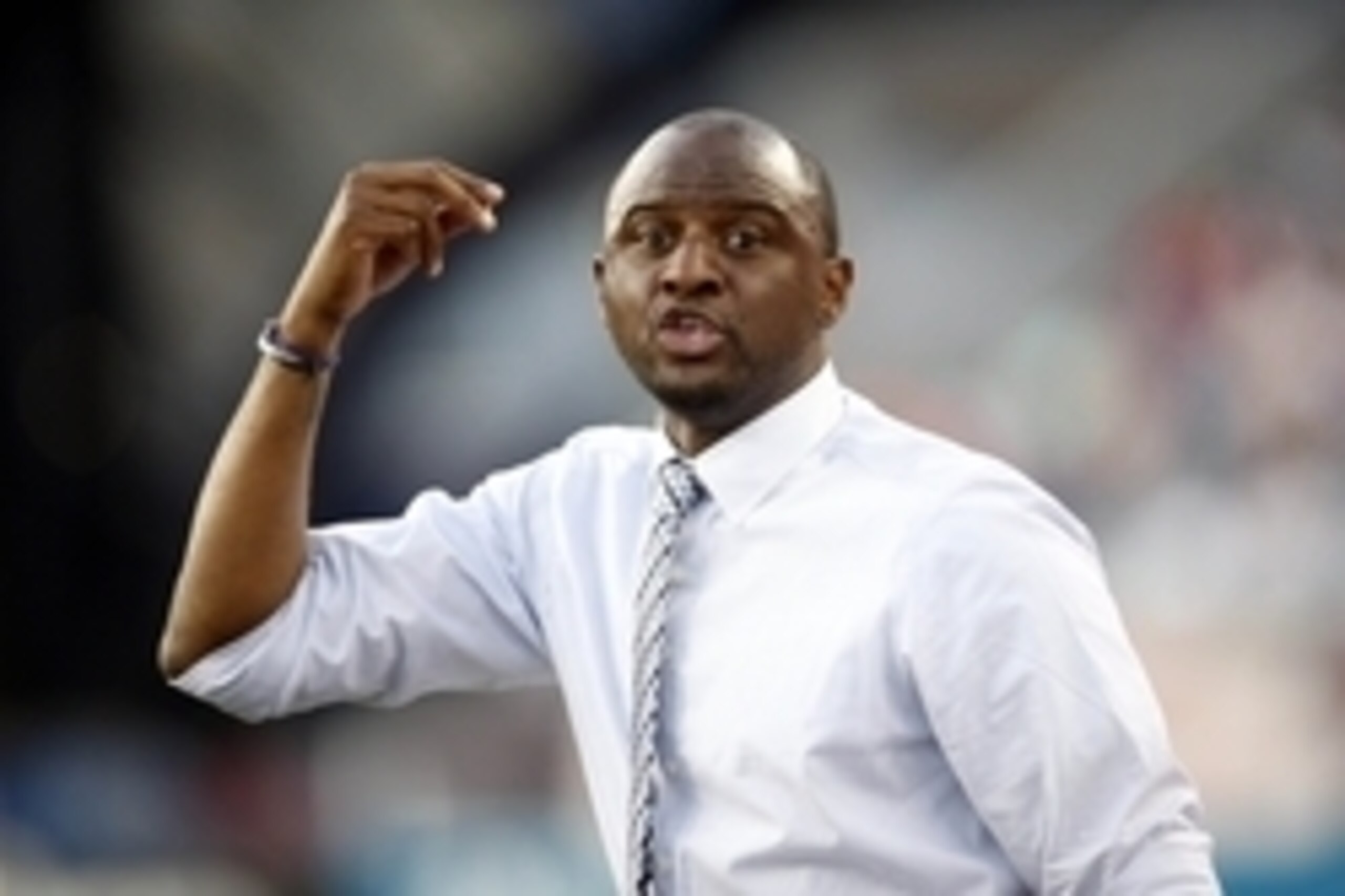Jul 6, 2016; Foxborough, MA, USA; New York City FC head coach Patrick Vieira makes a call from the side line during the first half against the New England Revolution at Gillette Stadium. Mandatory Credit: Greg M. Cooper-USA TODAY Sports Jul 6, 2016; Foxborough, MA, USA; New York City FC head coach Patrick Vieira makes a call from the side line during the first half against the New England Revolution at Gillette Stadium. Mandatory Credit: Greg M. Cooper-USA TODAY Sports