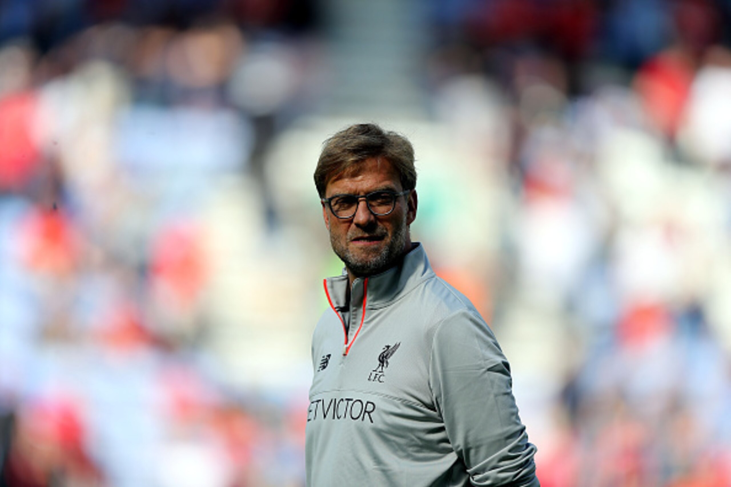 WIGAN, ENGLAND - JULY 17:  Jurgen Klopp manager of Liverpool during the Pre-Season Friendly match between Wigan Athletic and Liverpool at JJB Stadium on July 17, 2016 in Wigan, England.  (Photo by Nigel Roddis/Getty Images)