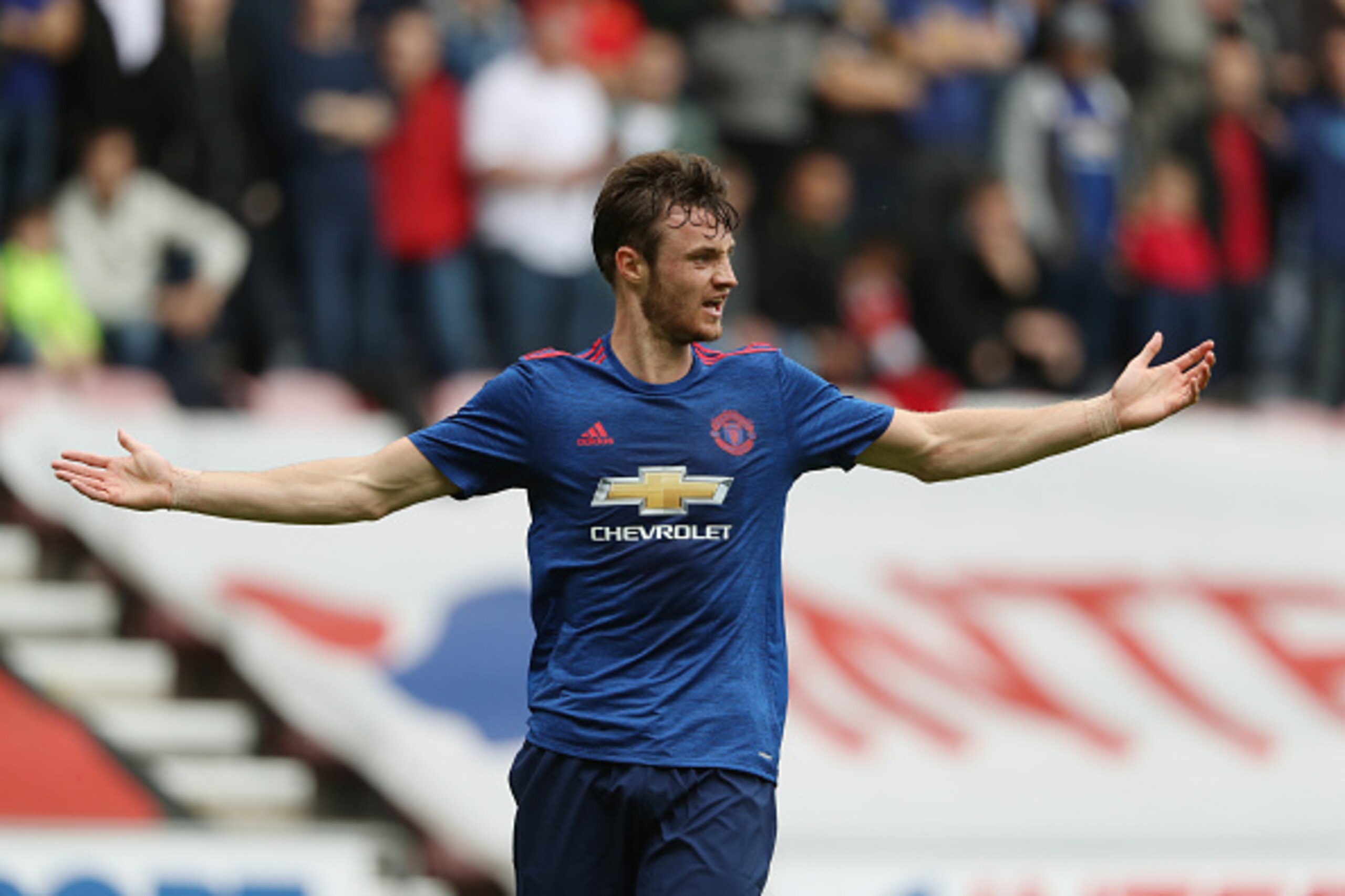 WIGAN, ENGLAND - JULY 16: Will Keane of Manchester United during the pre-season friendly between Wigan Athletic and Manchester United at JJB Stadium on July 16, 2016 in Wigan, England. (Photo by Matthew Ashton - AMA/Getty Images)