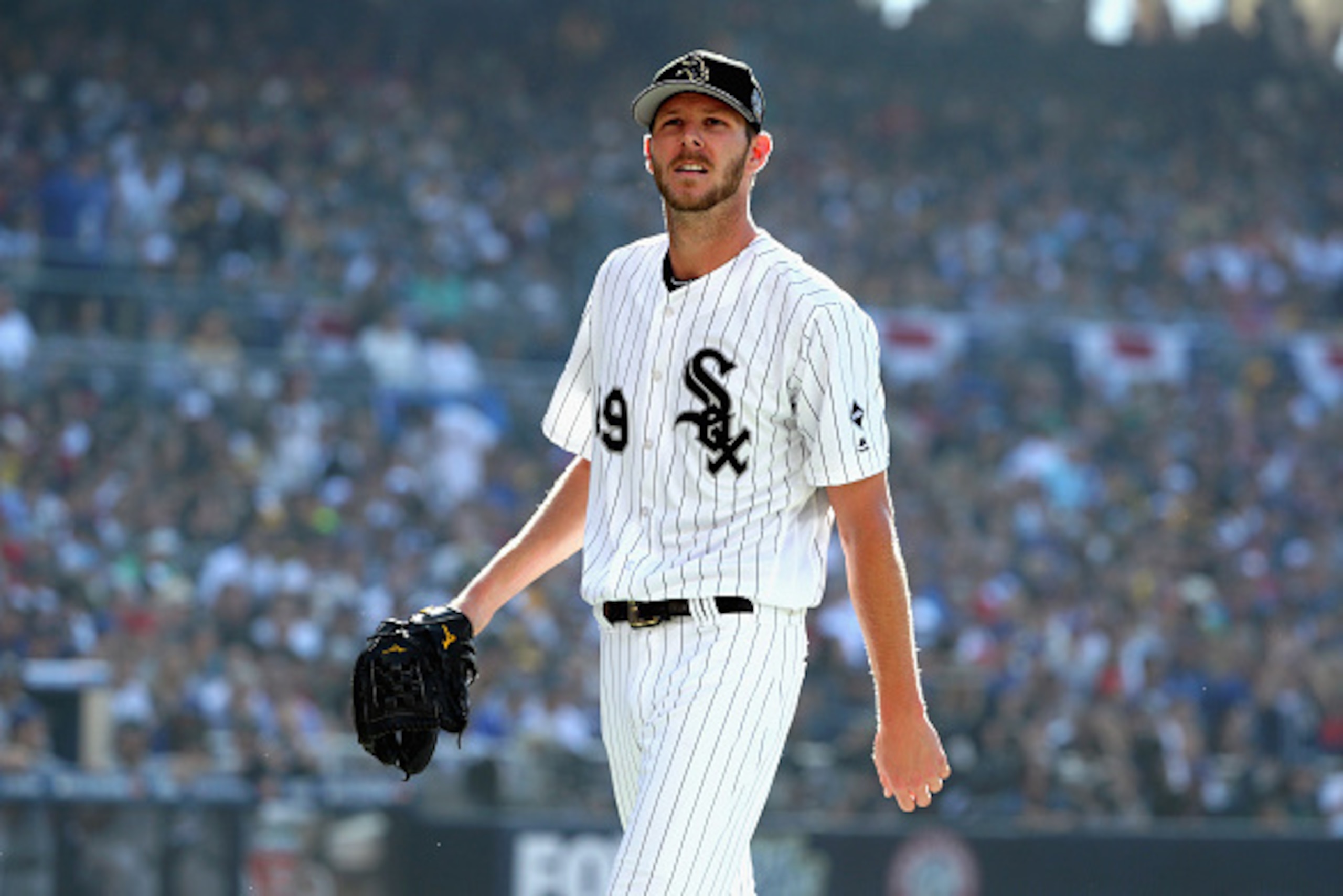 SAN DIEGO, CA - JULY 12:  Chris Sale #49 of the Chicago White Sox reacts during the 87th Annual MLB All-Star Game at PETCO Park on July 12, 2016 in San Diego, California.  (Photo by Harry How/Getty Images)