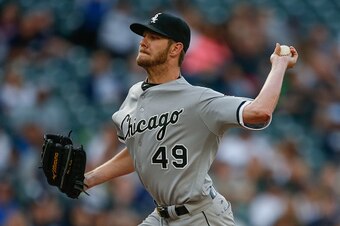 SEATTLE, WA - JULY 18:  Starting pitcher Chris Sale #49 of the Chicago White Sox pitches against the Seattle Mariners in the first inning at Safeco Field on July 18, 2016 in Seattle, Washington.  (Photo by Otto Greule Jr/Getty Images)