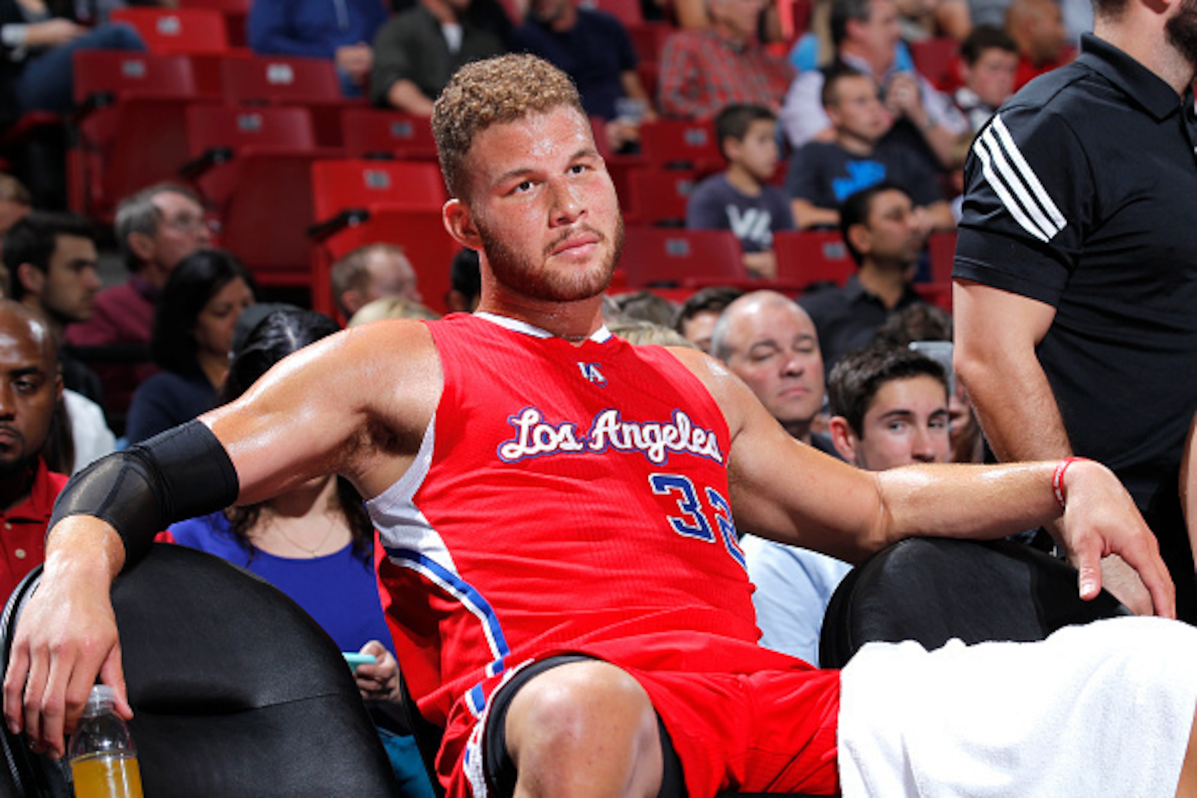 SACRAMENTO, CA - MARCH 18: Blake Griffin #32 of the Los Angeles Clippers looks on during the game against the Sacramento Kings on March 18, 2015 at Sleep Train Arena in Sacramento, California. NOTE TO USER: User expressly acknowledges and agrees that, by 
