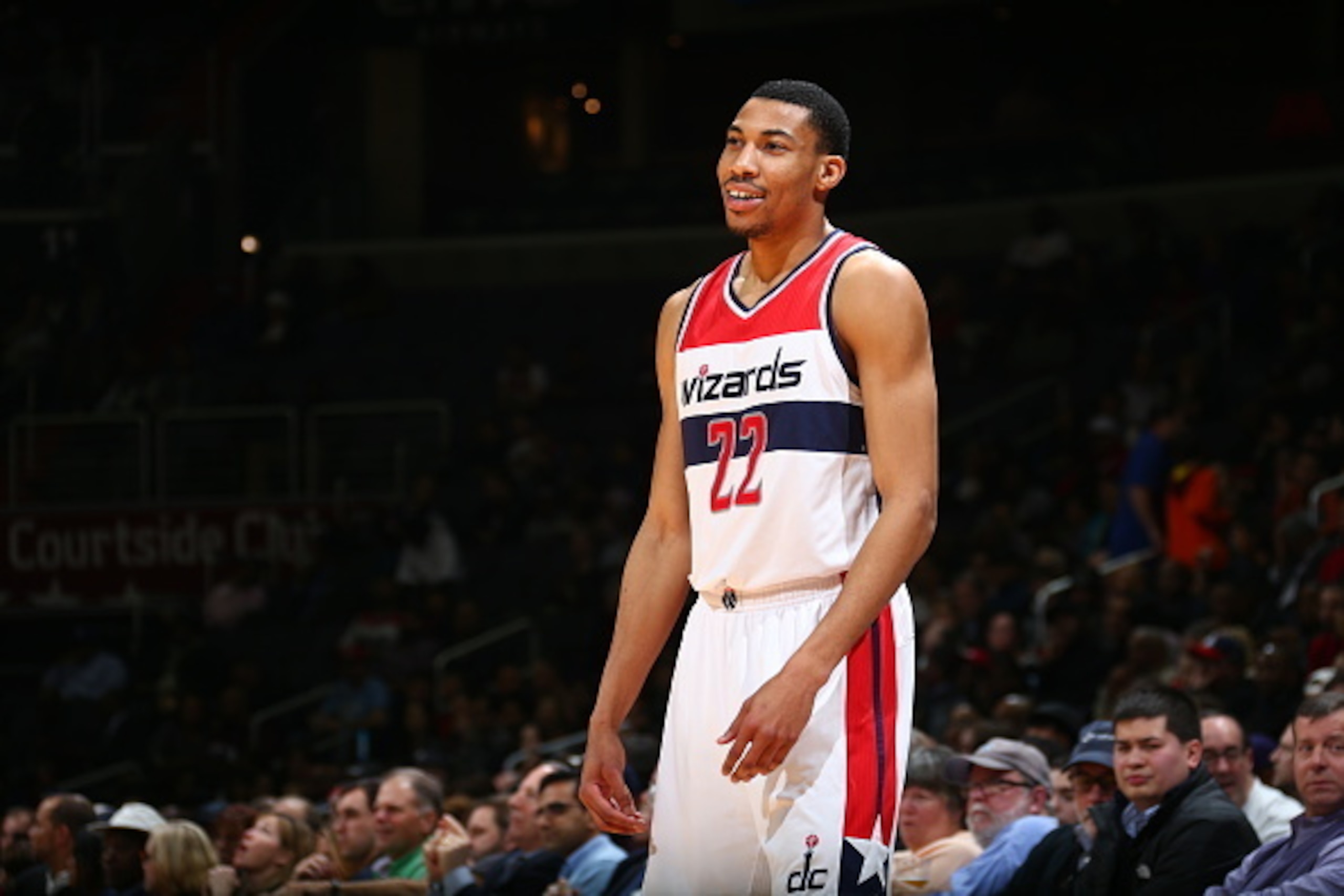 WASHINGTON, DC -  FEBRUARY 23: Otto Porter Jr. #22 of the Washington Wizards is seen during the game against the New Orleans Pelicans on February 23, 2016 at Verizon Center in Washington, DC. NOTE TO USER: User expressly acknowledges and agrees that, by d