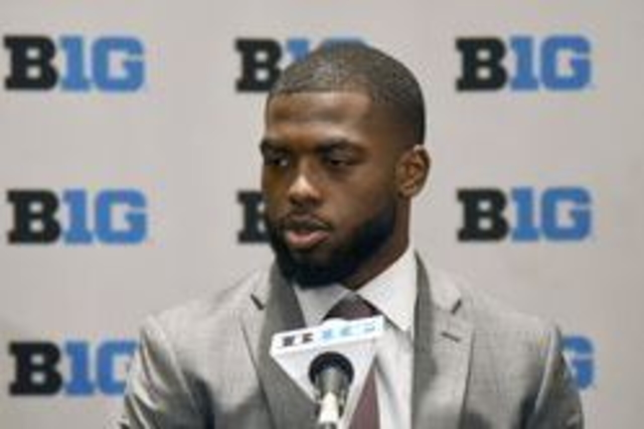 Jul 26, 2016; Chicago, IL, USA; Ohio State Buckeyes quarterback J.T. Barrett addresses the media during the Big Ten football media day at  the Hyatt Regency. Mandatory Credit: David Banks-USA TODAY Sports