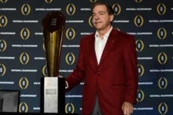 Jan 12, 2016; Scottsdale, AZ, USA; Alabama Crimson Tide head coach Nick Saban during a press conference at JW Marriott Camelback Inn. Mandatory Credit: Matt Kartozian-USA TODAY Sports