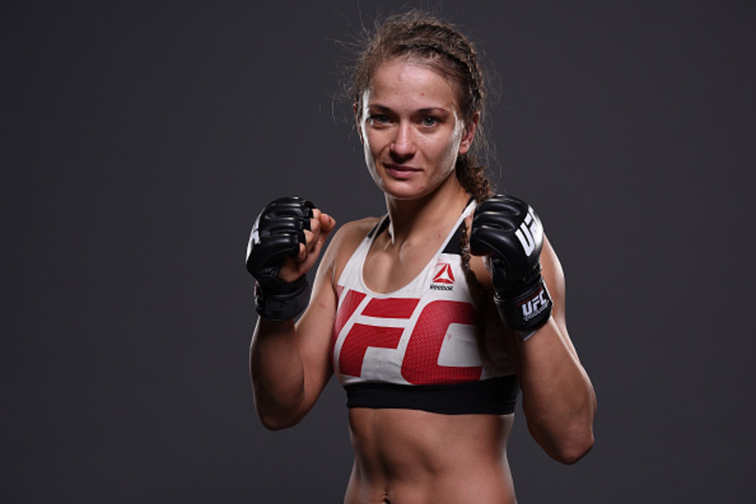 ORLANDO, FL - DECEMBER 19:  Karolina Kowalkiewicz poses for a post fight portrait backstage during the UFC Fight Night event at the Amway Center on December 19, 2015 in Orlando, Florida.  (Photo by Mike Roach/Zuffa LLC/Zuffa LLC via Getty Images)