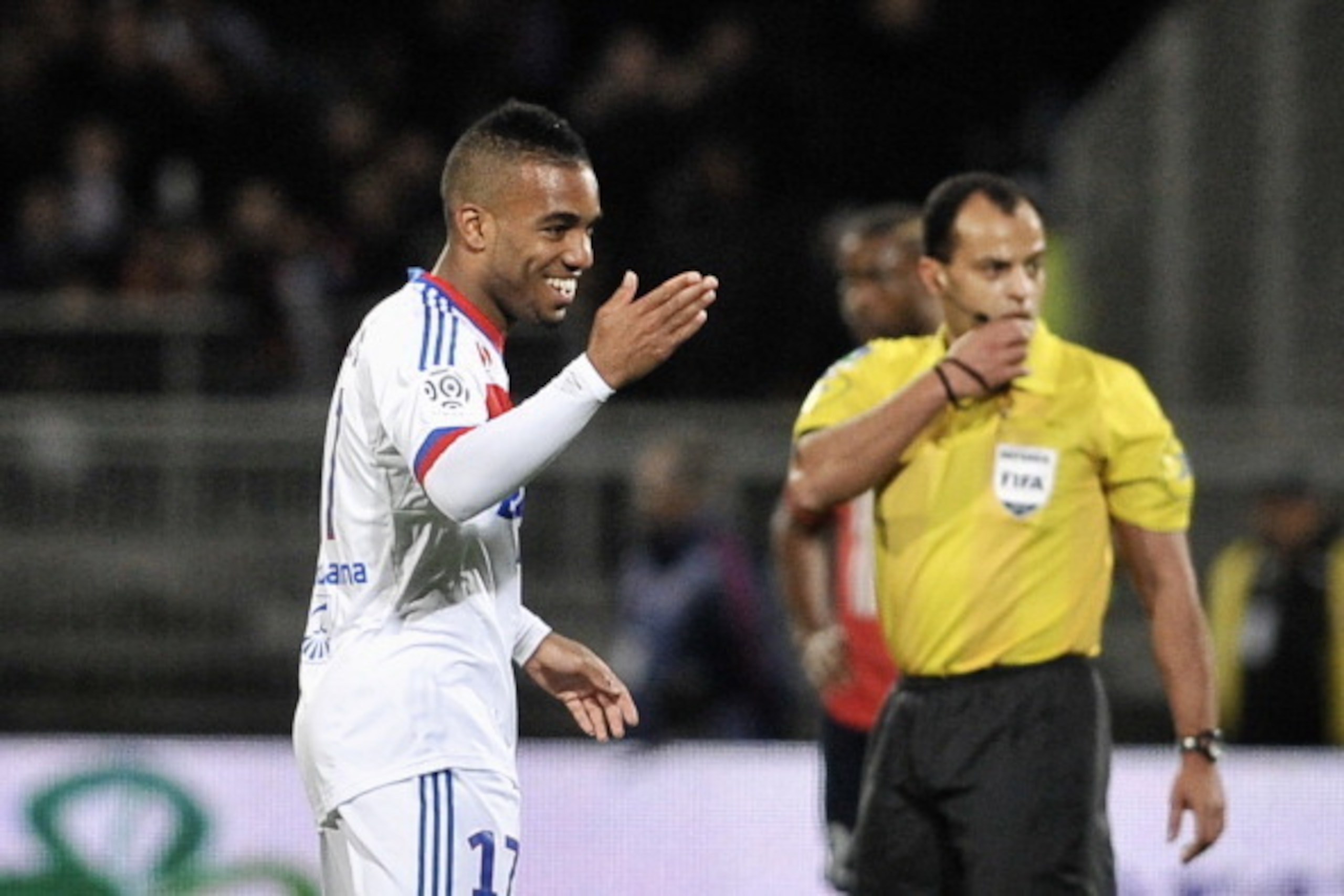 Lyon's French forward Alexandre Lacazette celebrates after scoring a goal during the French L1 football match Olympique Lyonnais vs Lille on March 10, 2012 at the Gerland stadium in Lyon, southeastern France. AFP PHOTO / JEFF PACHOUD (Photo credit should Lyon's French forward Alexandre Lacazette celebrates after scoring a goal during the French L1 football match Olympique Lyonnais vs Lille on March 10, 2012 at the Gerland stadium in Lyon, southeastern France. AFP PHOTO / JEFF PACHOUD (Photo credit should