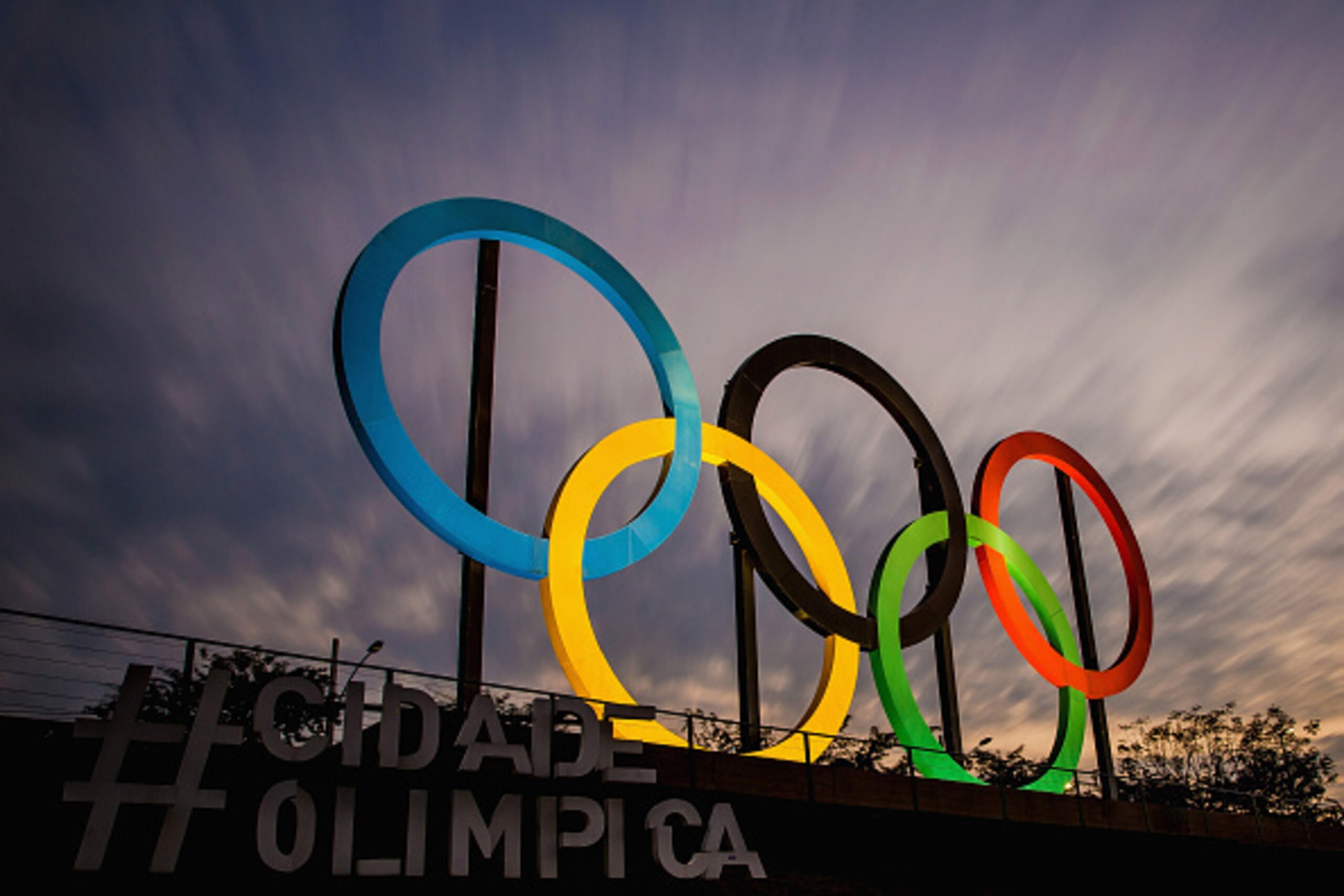 RIO DE JANEIRO, BRAZIL - JULY 19:  (EDITOR'S NOTE: Photo taken with a long exposure) View of the Olympic rings placed at Madureira Park, on July 19, 2016 in Rio de Janeiro, Brazil. The Rio Olympic Games run from August 5-21.  (Photo by Buda Mendes/Getty I