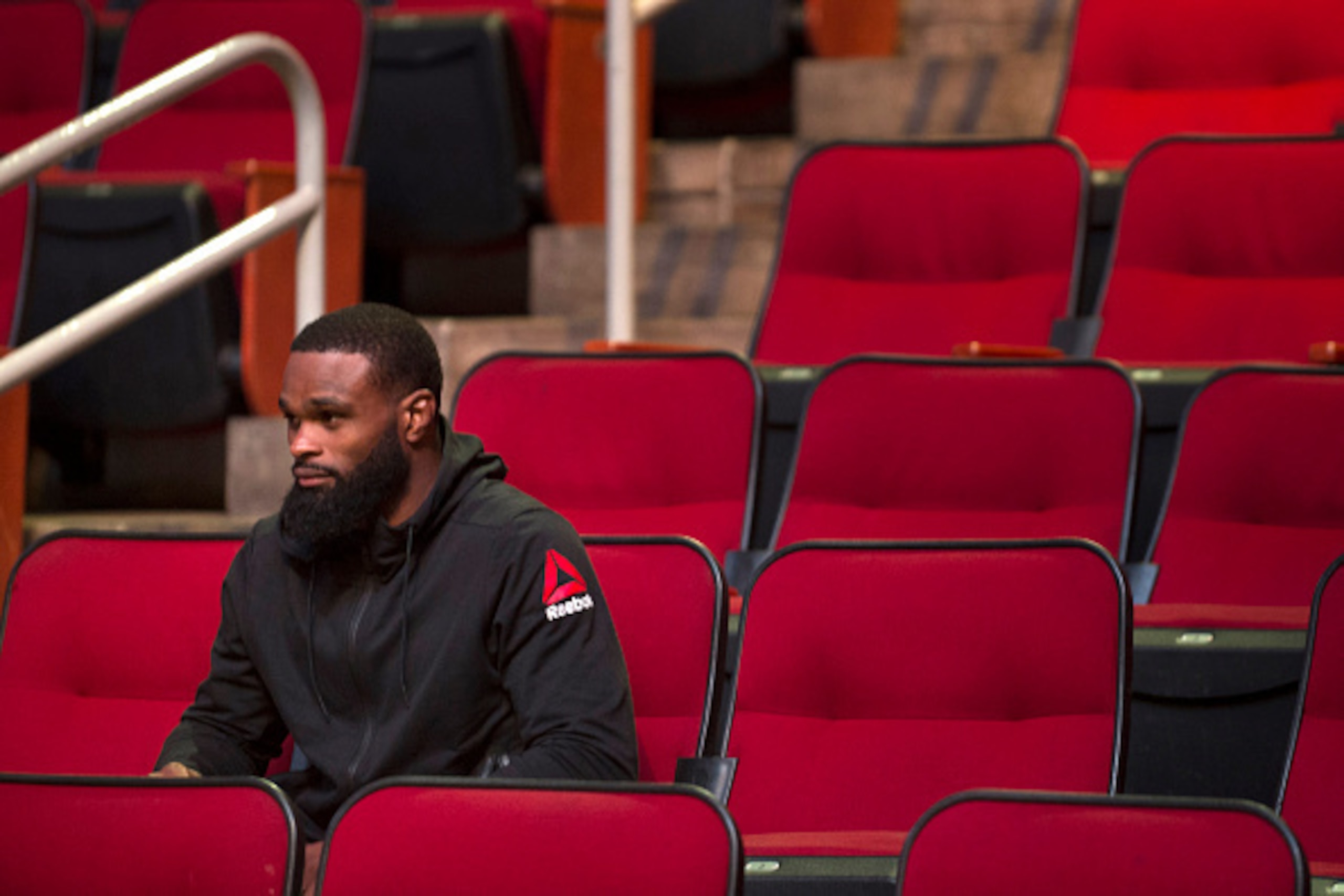 HOUSTON, TX - OCTOBER 2: Tyron Woodley waits backstage before the UFC 192 weigh-in at the Toyota Center on October 2, 2015 in Houston, Texas. (Photo by Cooper Neill/Zuffa LLC/Zuffa LLC via Getty Images) HOUSTON, TX - OCTOBER 2: Tyron Woodley waits backstage before the UFC 192 weigh-in at the Toyota Center on October 2, 2015 in Houston, Texas. (Photo by Cooper Neill/Zuffa LLC/Zuffa LLC via Getty Images)