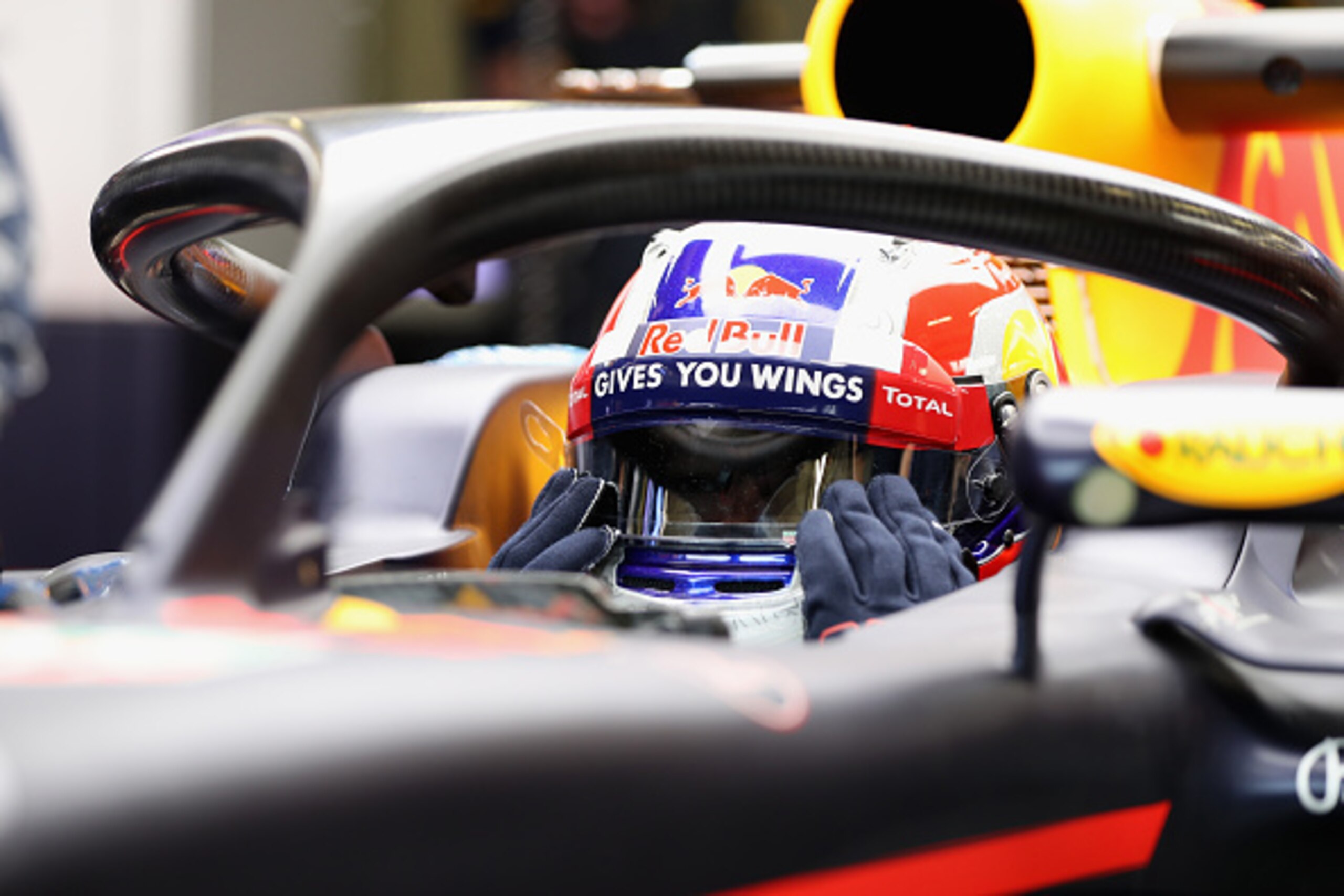 NORTHAMPTON, ENGLAND - JULY 12:  Pierre Gasly of  France and Red Bull Racing drives the Red Bull-TAG Heuer RB12 fitted with the halo safety device during F1 testing at Silverstone Circuit on July 12, 2016 in Northampton, England.  (Photo by Mark Thompson/