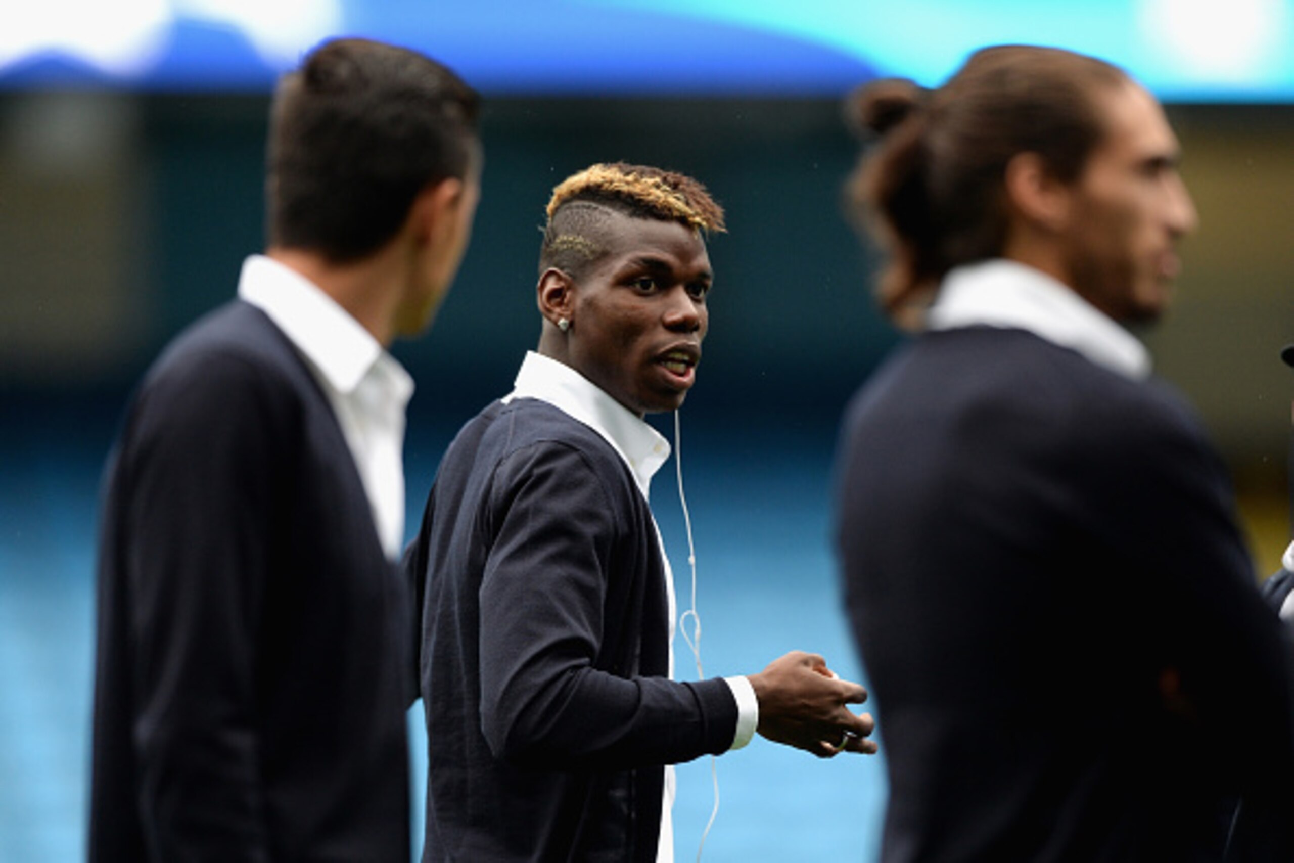 MANCHESTER, ENGLAND - SEPTEMBER 14:  Paul Pogba of Juventus during a walkaround the Etihad Stadium on September 14, 2015 in Manchester, United Kingdom.  (Photo by Gareth Copley/Getty Images)