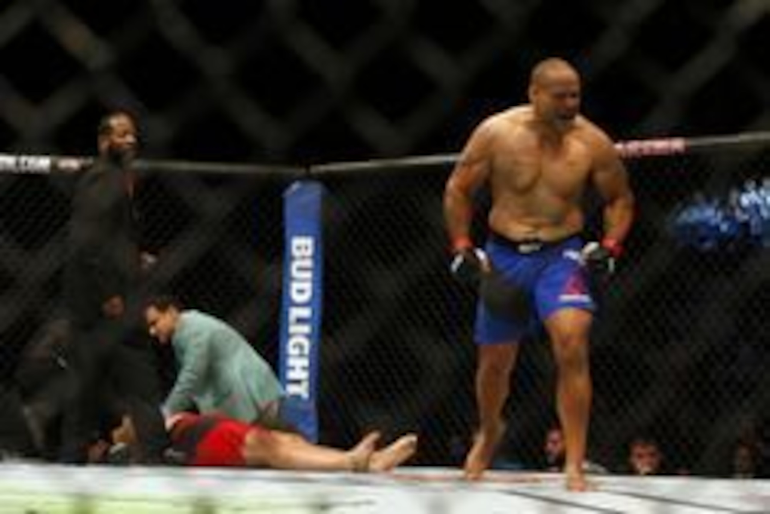 Jul 30, 2016; Atlanta, GA, USA; Anthony Hamilton reacts after defeating Damian Grabowski in the first round during UFC 201 at Phillips Arena. Mandatory Credit: Butch Dill-USA TODAY Sports