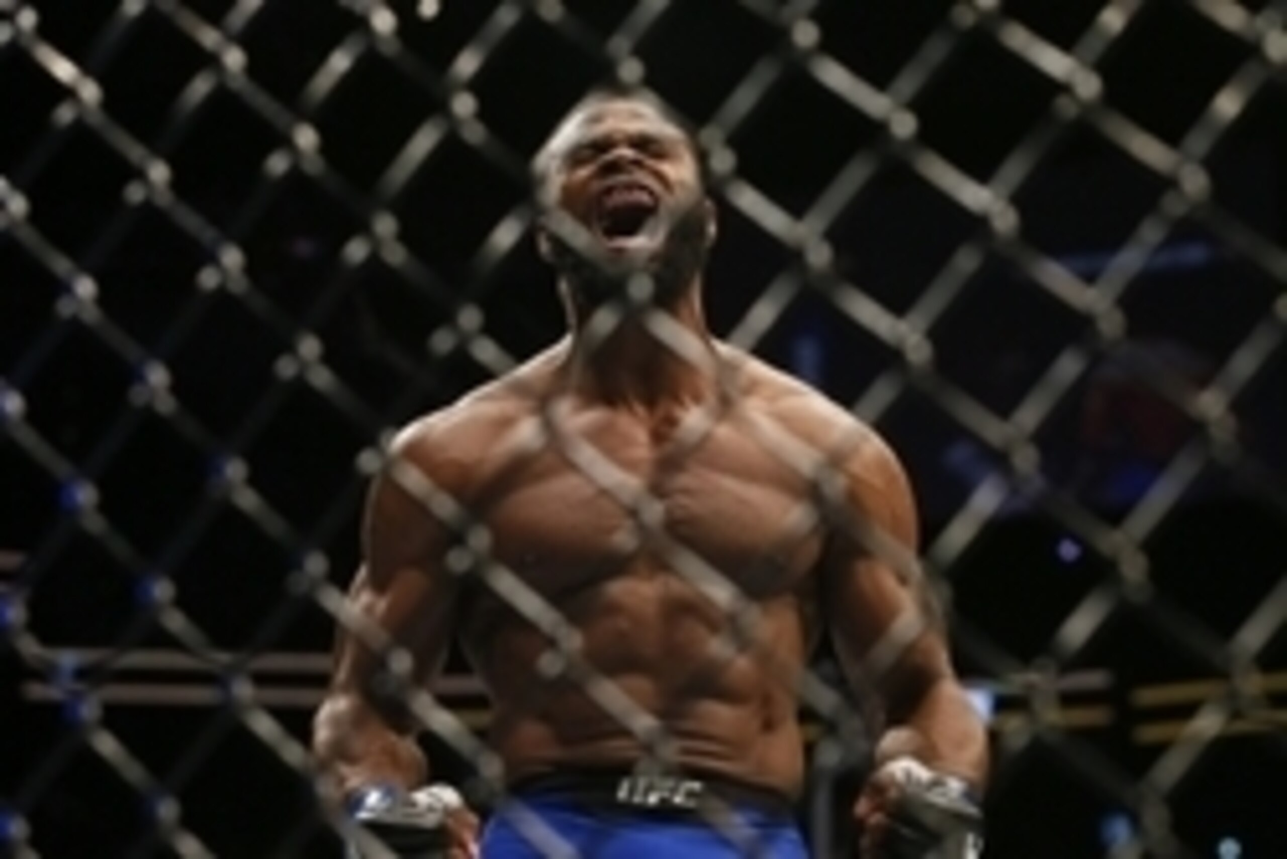 Jul 30, 2016; Atlanta, GA, USA; Tyron Woodley reacts after knocking out Robbie Lawler (not shown) in the first round for the world welterweight championship during UFC 201 at Phillips Arena. Mandatory Credit: Butch Dill-USA TODAY Sports
