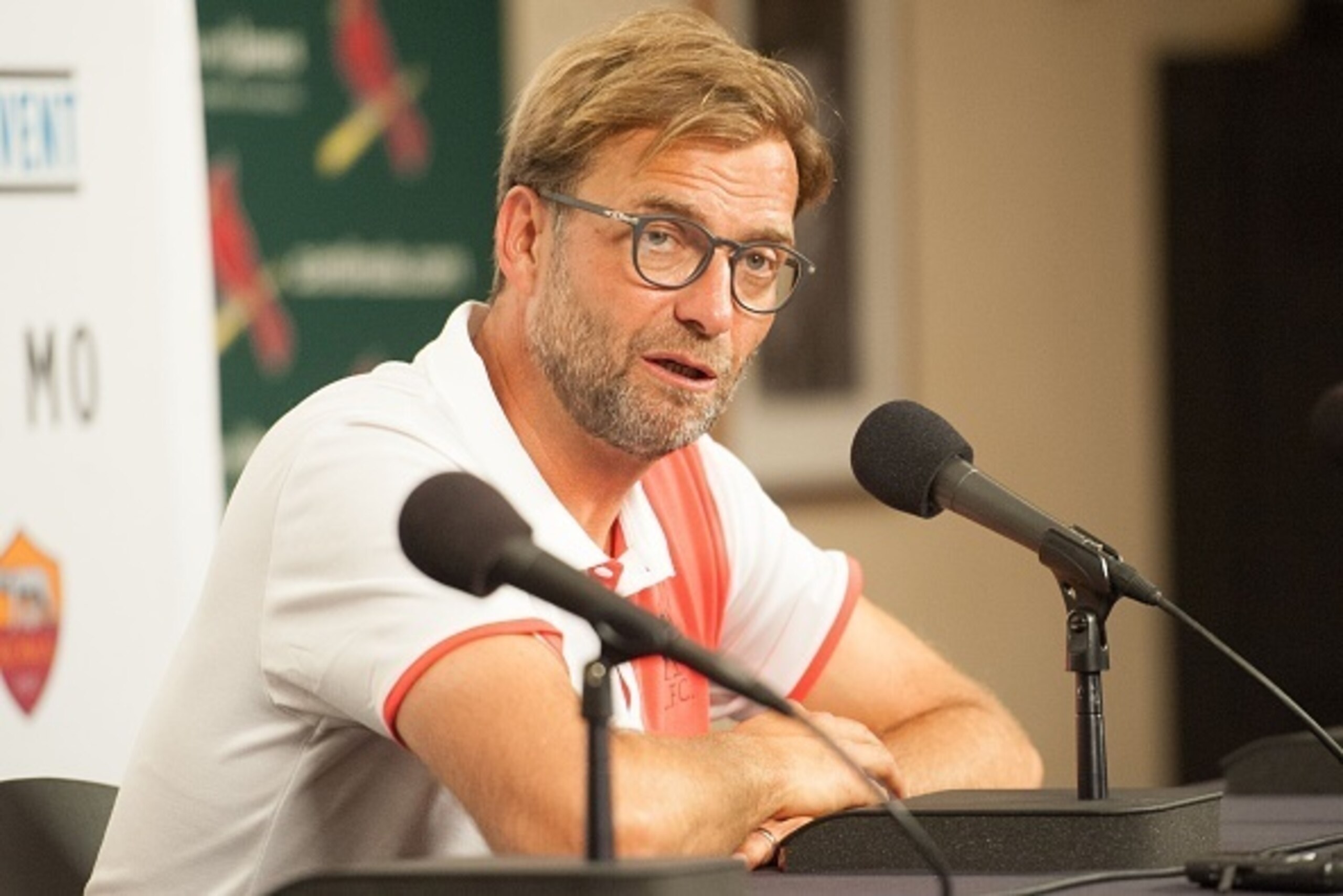 Liverpool coach Jurgen Klopp addresses the media after their friendly soccer match against Roma at Busch Stadium in St. Louis, Missouri on August 1, 2016. / AFP / Michael B. Thomas        (Photo credit should read MICHAEL B. THOMAS/AFP/Getty Images)