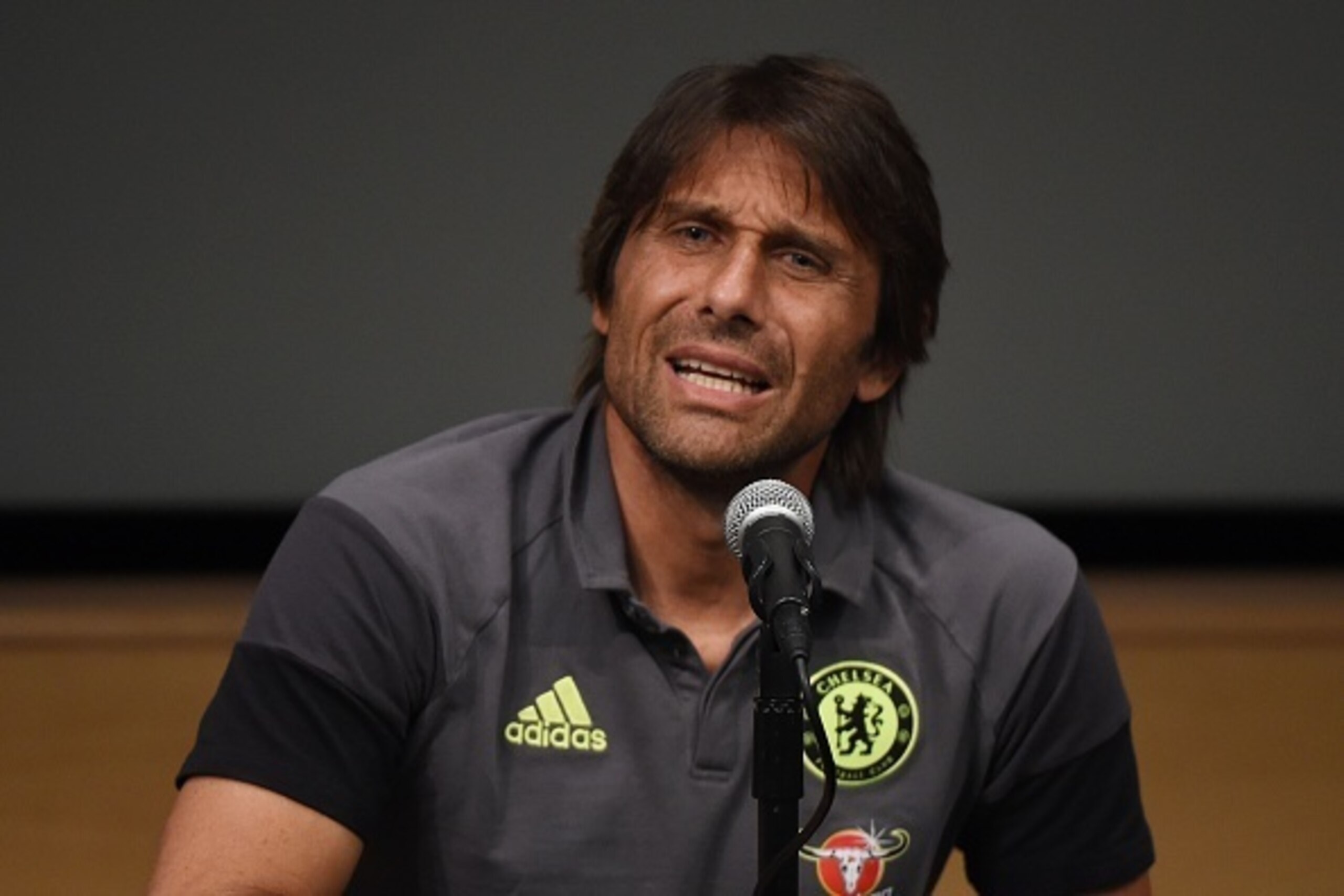 New Chelsea coach Antonio Conte speaks during a press conference before their International Champions Cup (ICC) game against Liverpool, at the UCLA Campus in Westwood, California on July 26, 2016.
The two teams will meet at the Rose Bowl on July 27, 201 New Chelsea coach Antonio Conte speaks during a press conference before their International Champions Cup (ICC) game against Liverpool, at the UCLA Campus in Westwood, California on July 26, 2016.
The two teams will meet at the Rose Bowl on July 27, 201