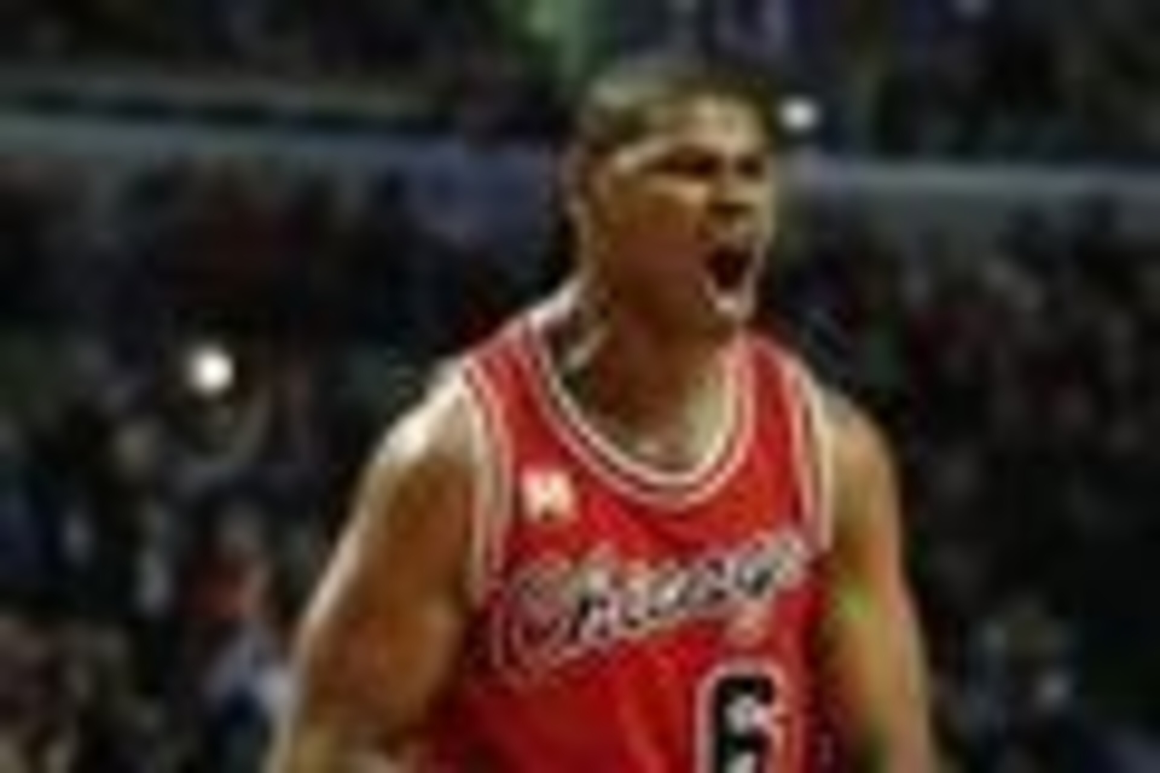Feb 19, 2016; Chicago, IL, USA; Chicago Bulls forward Cristiano Felicio (6) reacts after forward Doug McDermott (3) scores against the Toronto Raptors during the second half at United Center. Mandatory Credit: Kamil Krzaczynski-USA TODAY Sports