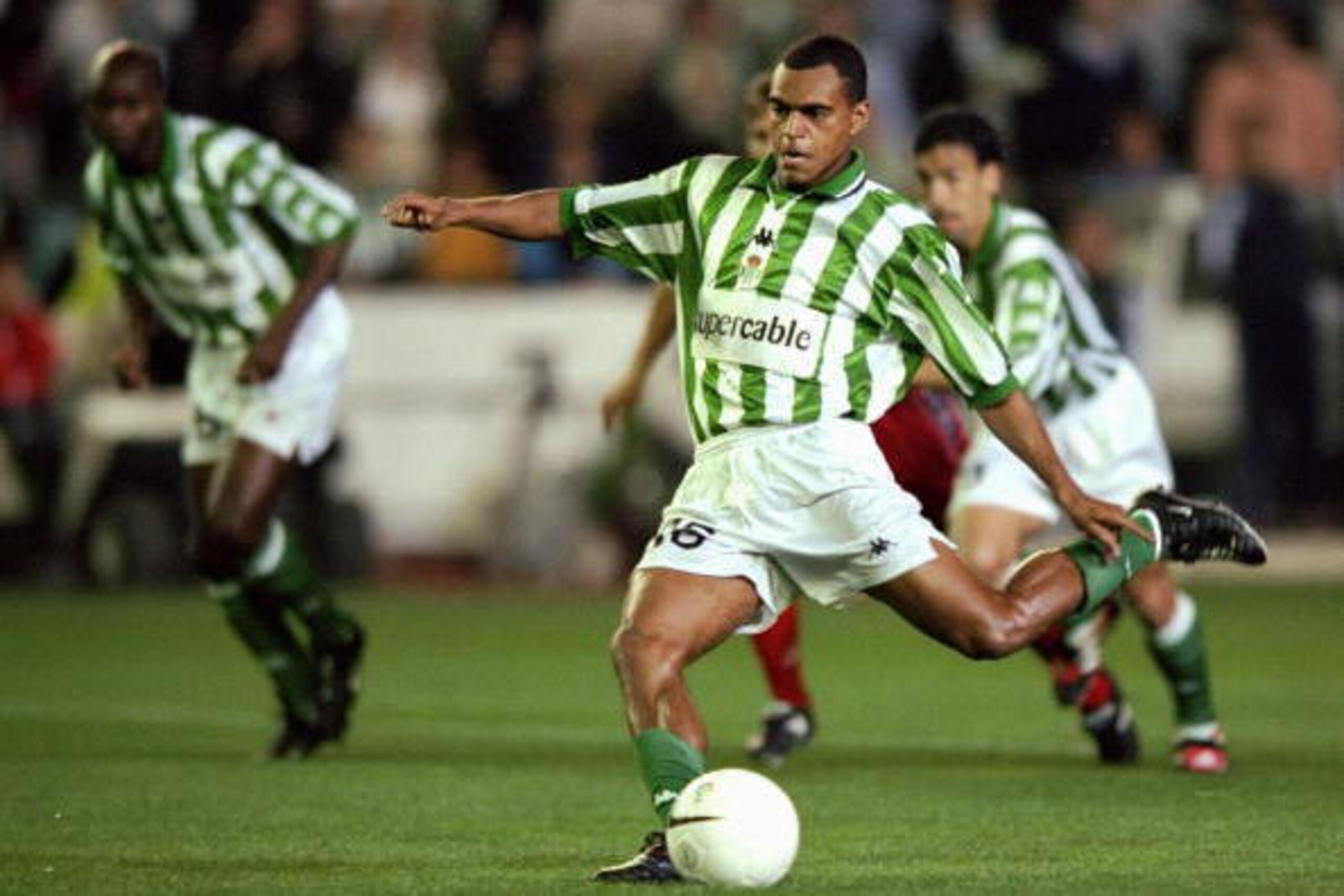 27 Feb 2000:  Denilson of Real Betis scores a penalty against Sevilla during the Spanish Primera Liga game in the Ruiz de Lopera stadium in Seville, Spain. The match finished 1-1 \ Mandatory Credit: Shaun Botterill /Allsport