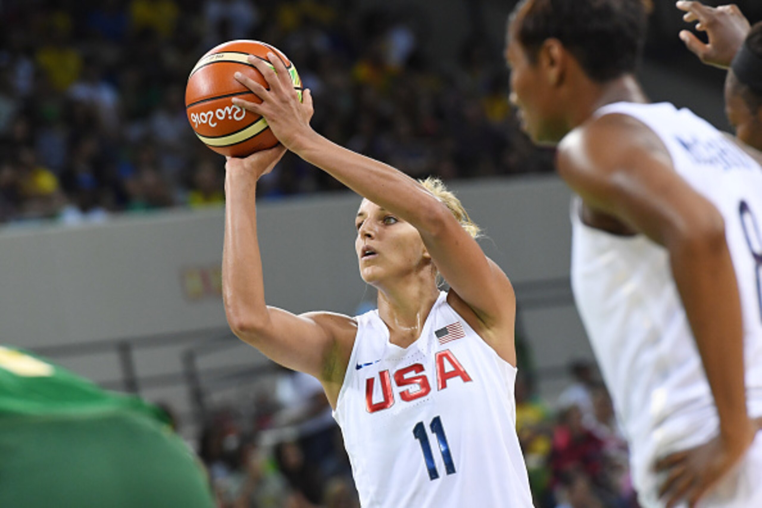 RIO DE JANEIRO, BRAZIL - AUGUST 7:   Elena Delle Donne #11 of the USA Basketball Women's National Team shoots a free throw against Senegal on Day 2 of the Rio 2016 Olympic Games at Deodoro Youth Arena on August 7, 2016 in Rio de Janeiro, Brazil. NOTE TO U