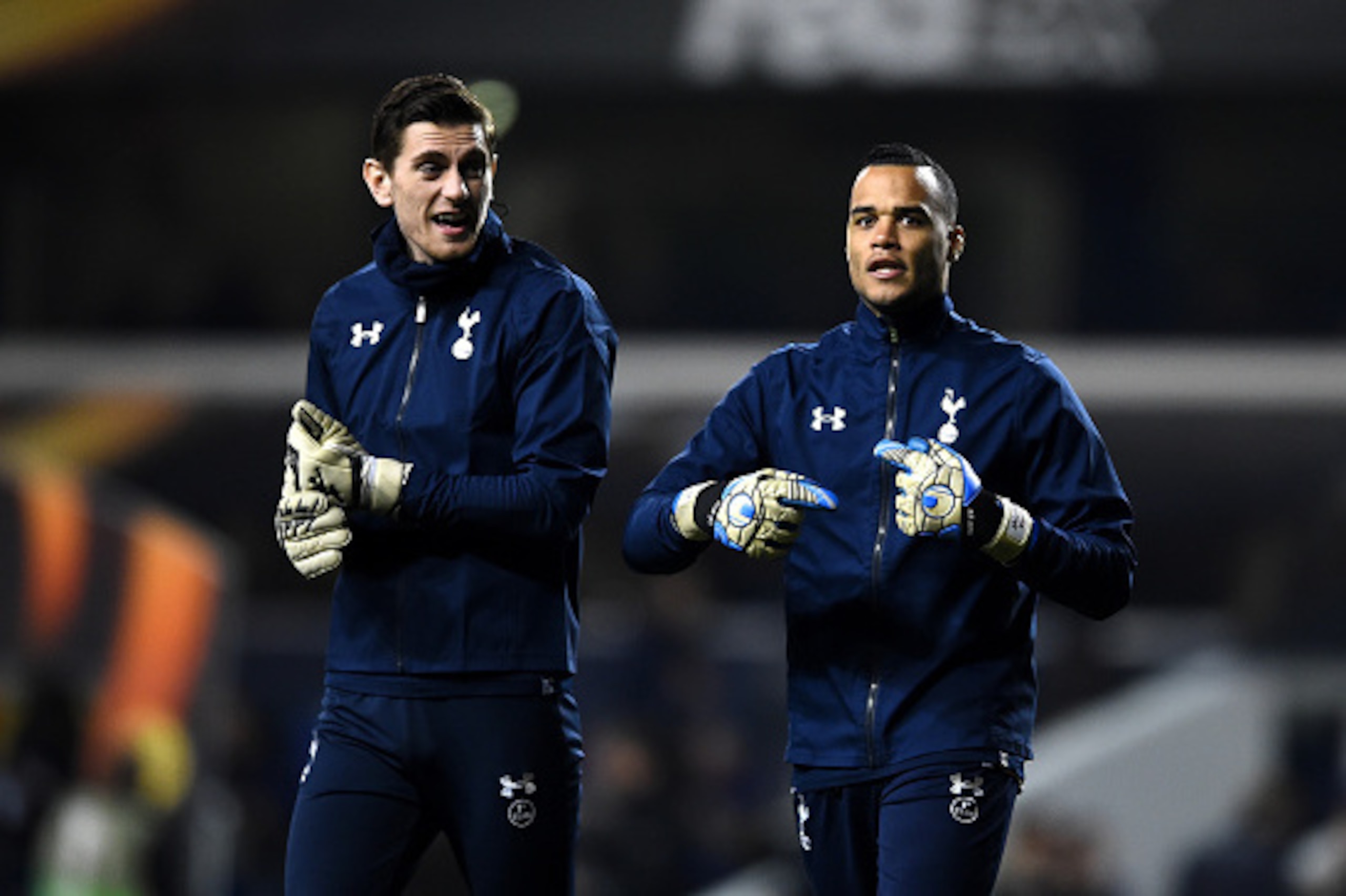 LONDON, ENGLAND - MARCH 17: Substitute goalkeeper Michel Vorm of Tottenham Hotspur (R) warms up prior to the UEFA Europa League round of 16, second leg match between Tottenham Hotspur and Borussia Dortmund at White Hart Lane on March 17, 2016 in London, LONDON, ENGLAND - MARCH 17: Substitute goalkeeper Michel Vorm of Tottenham Hotspur (R) warms up prior to the UEFA Europa League round of 16, second leg match between Tottenham Hotspur and Borussia Dortmund at White Hart Lane on March 17, 2016 in London,