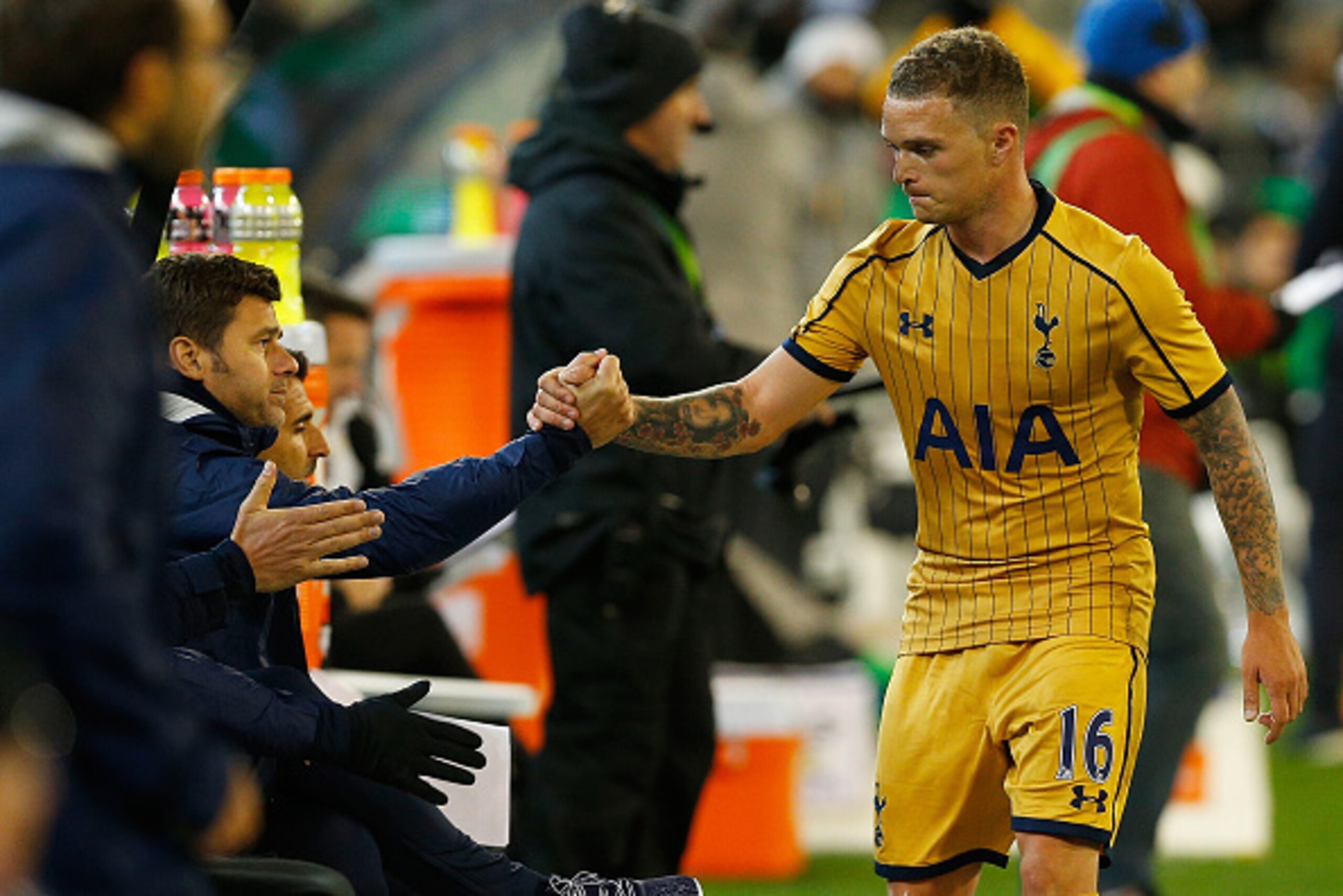 MELBOURNE, AUSTRALIA - JULY 26: Tottenham Manager Mauricio Pochettino and Kieran Trippier shake hands during the 2016 International Champions Cup match between Juventus FC and Tottenham Hotspur at Melbourne Cricket Ground on July 26, 2016 in Melbourne, A MELBOURNE, AUSTRALIA - JULY 26: Tottenham Manager Mauricio Pochettino and Kieran Trippier shake hands during the 2016 International Champions Cup match between Juventus FC and Tottenham Hotspur at Melbourne Cricket Ground on July 26, 2016 in Melbourne, A