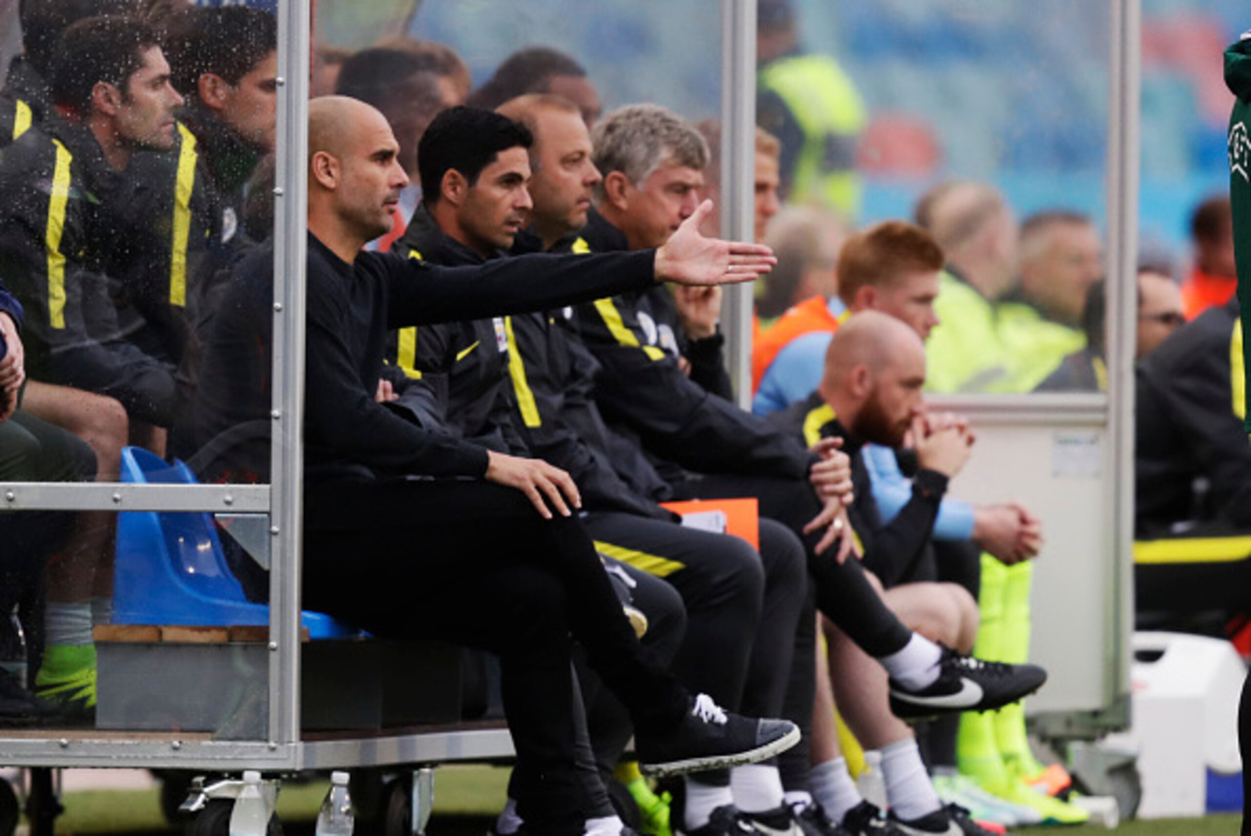 GOTHENBURG, SWEDEN - AUGUST 07: Pep Guardiola, head coach of Manchester City during the Pre-Season Friendly between Arsenal and Manchester City at Ullevi on August 7, 2016 in Gothenburg, Sweden. (Photo by Nils Petter Nilsson/Ombrello/Getty Images)