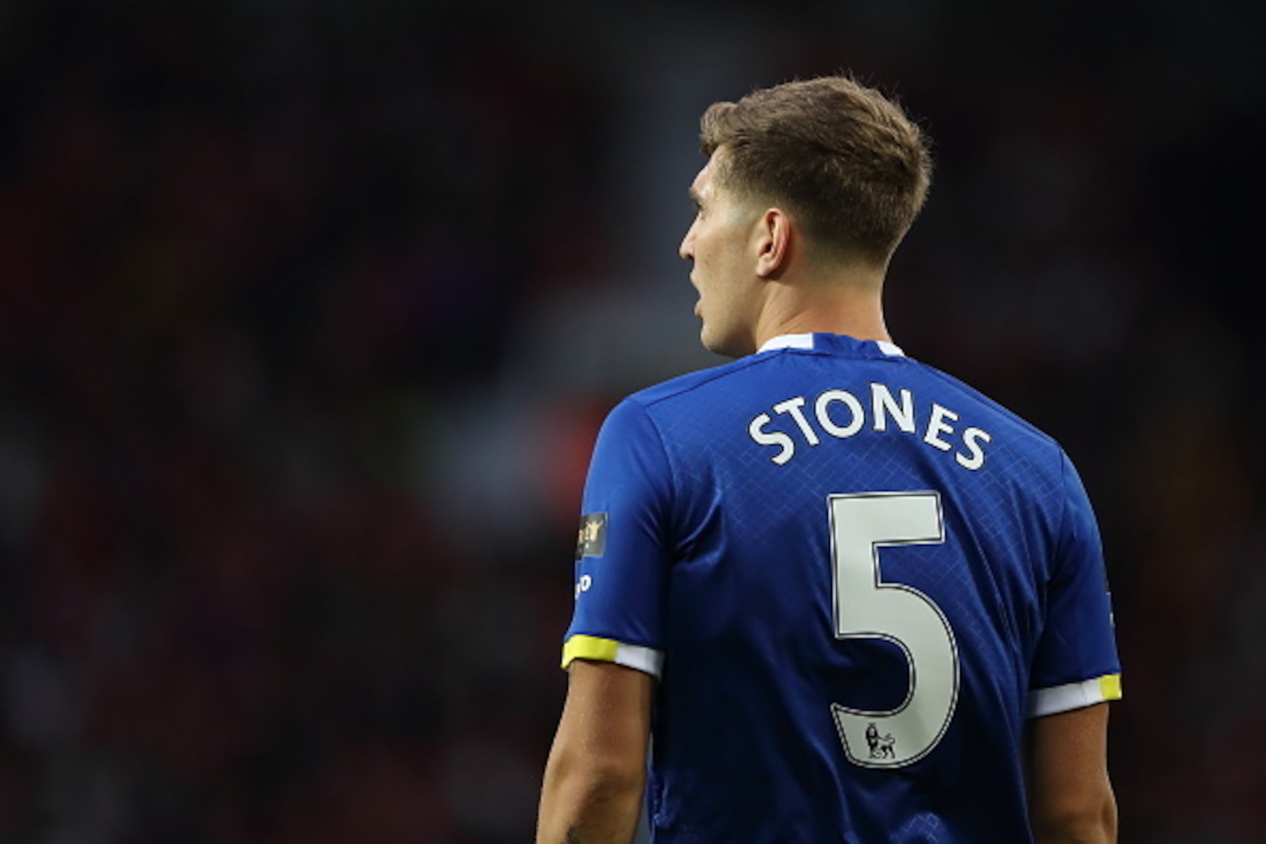 MANCHESTER, ENGLAND - AUGUST 03: John Stones of Everton during the Wayne Rooney Testimonial match between Manchester United and Everton at Old Trafford on August 3, 2016 in Manchester, England.  (Photo by Matthew Ashton - AMA/Getty Images)