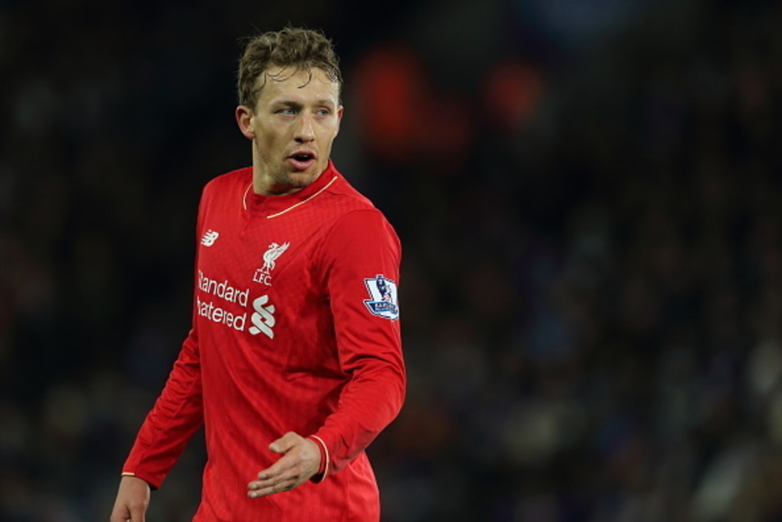 LEICESTER, ENGLAND - FEBRUARY 02:  Lucas Leiva of Liverpool during the Barclays Premier League match between Leicester City and Liverpool at the King Power Stadium on February, 2016 in Leicester, England.  (Photo by Matthew Ashton - AMA/Getty Images)