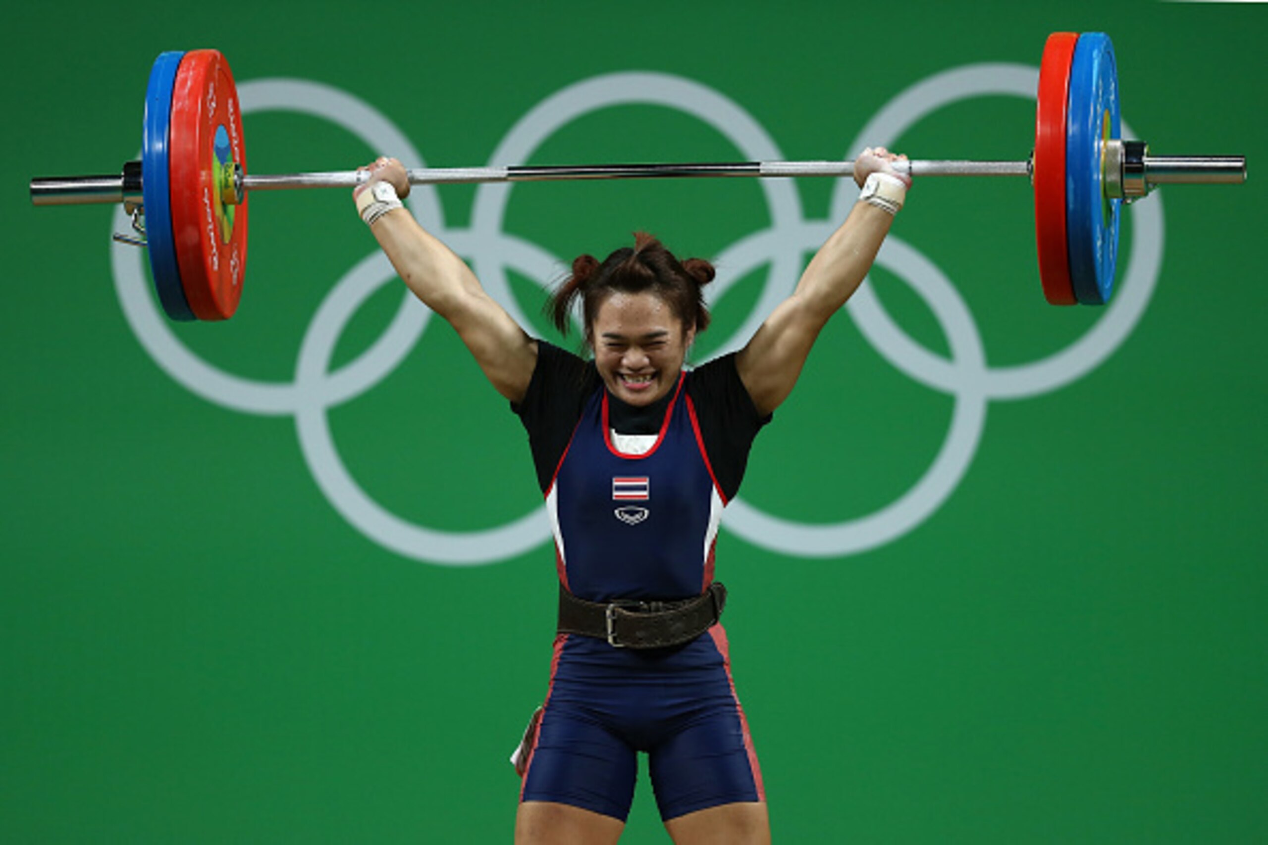 RIO DE JANEIRO, BRAZIL - AUGUST 08:  Sukanya Srisurat of Thailand competes during the Women's 58kg Group A weightlifting contest on Day 3 of the Rio 2016 Olympic Games at the Riocentro - Pavilion 2 on August 8, 2016 in Rio de Janeiro, Bra  (Photo by Lars 