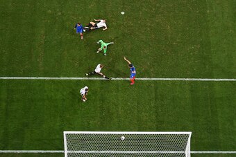 MARSEILLE, FRANCE - JULY 07:  Antoine Griezmann of France scores his team's second goal UEFA Euro 2016 Semi Final match between Germany and France at Stade Velodrome on July 7, 2016 in Marseille, France.  (Photo by Alex Livesey/Getty Images)