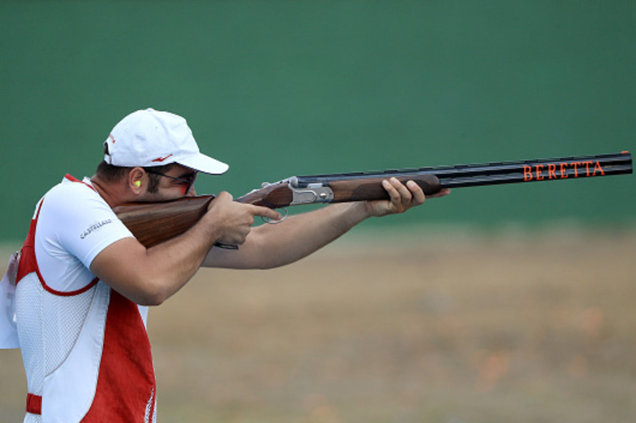 RIO DE JANEIRO, BRAZIL - AUGUST 08:  Josip Glasnovic of Croatia competes in the Men's Trap event on Day 3 of the Rio 2016 Olympic Games at the Olympic Shooting Centre on August 8, 2016 in Rio de Janeiro, Brazil.  (Photo by Sam Greenwood/Getty Images)