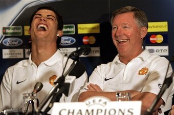 Sir Alex makes Cristiano Ronalo laugh.