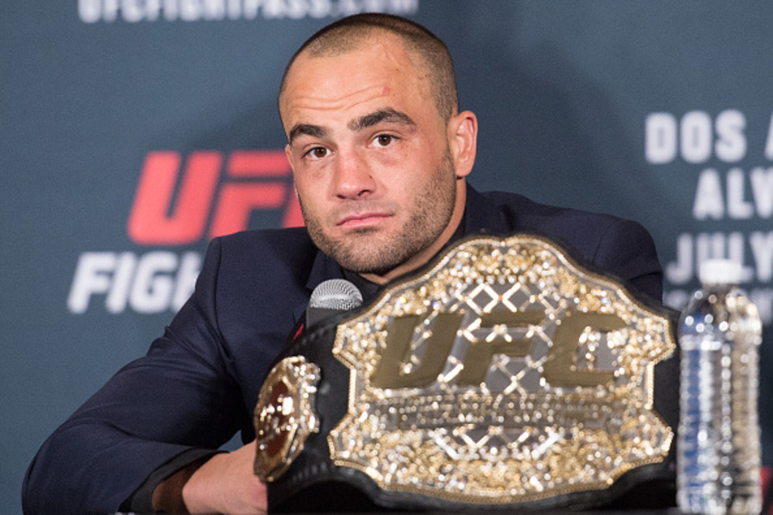 LAS VEGAS, NV - JULY 08:   Eddie Alvarez speaks to the media at the post fight press conference inside the MGM Grand Garden Arena on July 8, 2016 in Las Vegas, Nevada. (Photo by Brandon Magnus/Zuffa LLC/Zuffa LLC via Getty Images)