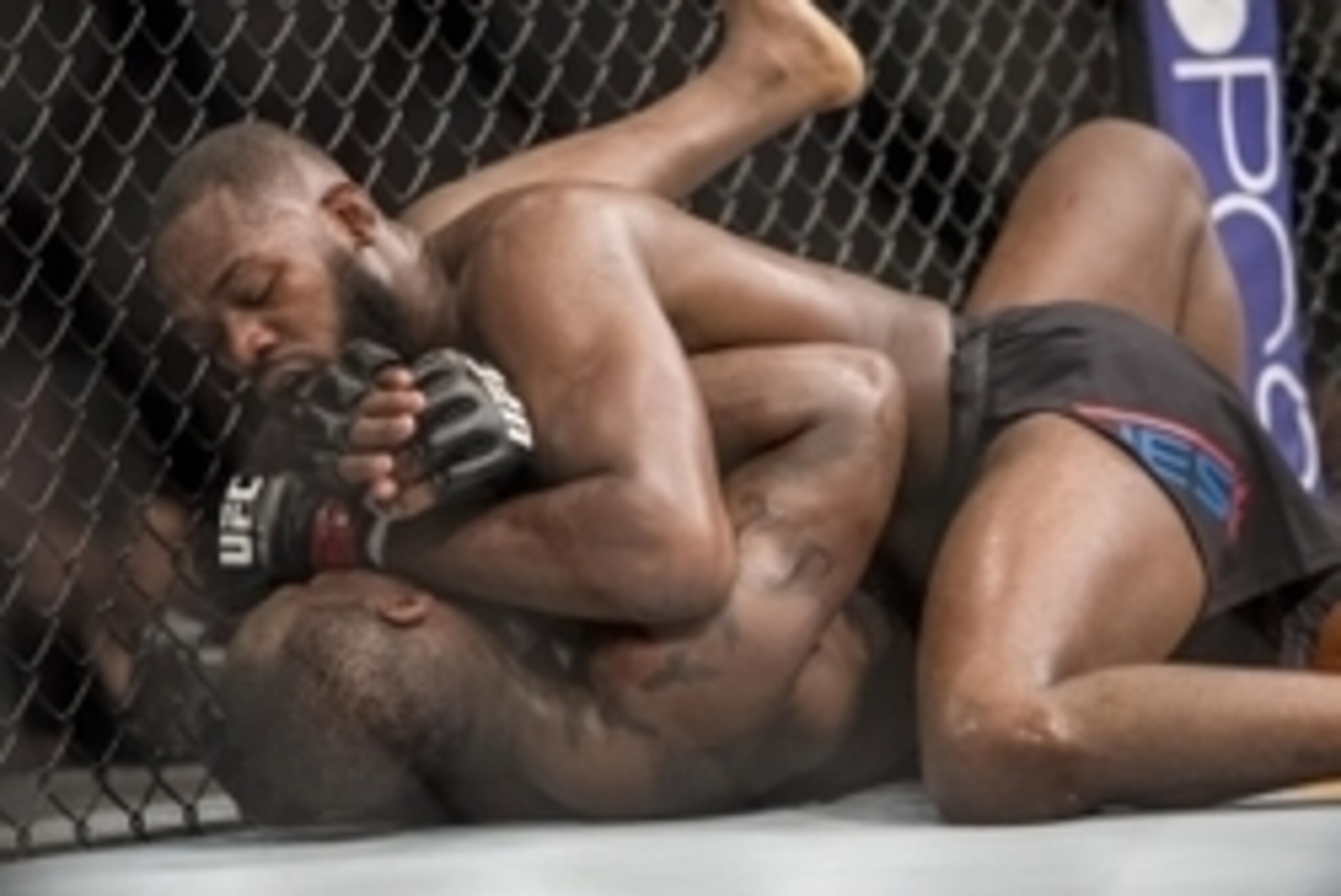 Apr 23, 2016; Las Vegas, NV, USA; Jon Jones (red gloves) competes against Ovince Saint Preux (blue gloves) during UFC 197 at MGM Grand Garden Arena. Mandatory Credit: Joshua Dahl-USA TODAY Sports