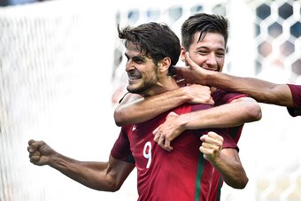 BELO HORIZONTE, BRAZIL - AUGUST 10: Paciencia of Portugal celebrates a goal during the Group D match between Algeria and Portugal on Day 5 of the Rio 2016 Olympic Games at Mineirao Stadium on August 10, 2016 in Belo Horizonte, Brazil. (Photo by Pedro Vile