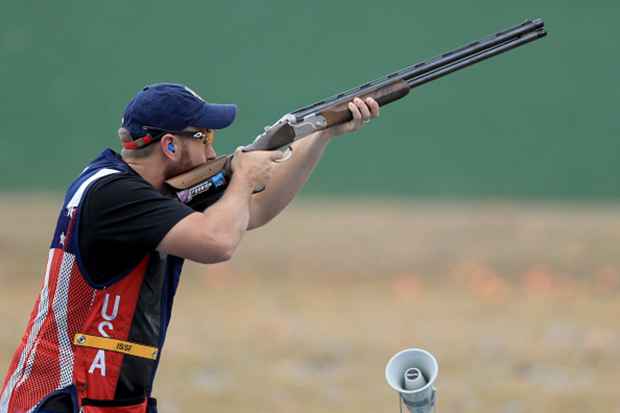 RIO DE JANEIRO, BRAZIL - AUGUST 04: Vincent Hancock of the United States shoots in a training session prior to the start of the Rio 2016 Olympic Games at the Olympic Shooting Centre on August 4, 2016 in Rio de Janeiro, Brazil. (Photo by Sam Greenwood/Gett