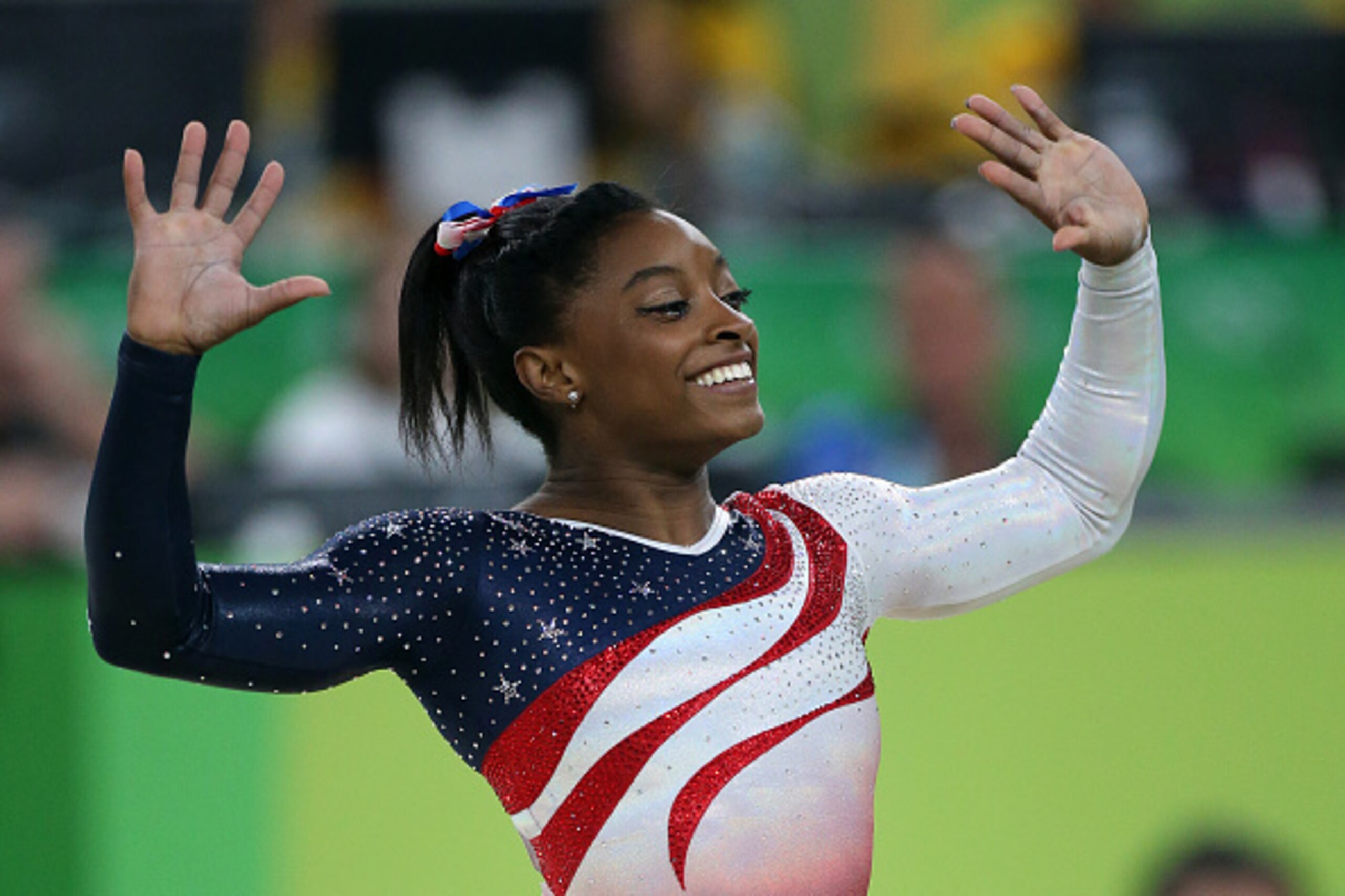 RIO DE JANEIRO, BRAZIL - AUGUST 9: Simone Biles of USA competes in the Artistic Gymnastics women's team final on day 4 of the Rio 2016 Olympic Games at Rio Olympic Arena on August 9, 2016 in Rio de Janeiro, Brazil. (Photo by Jean Catuffe/Getty Images)