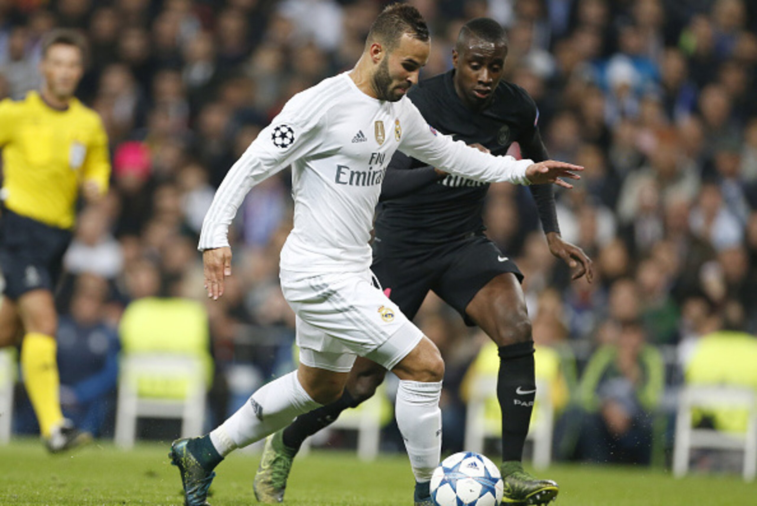 MADRID, SPAIN - NOVEMBER 3: Jese of Real Madrid and Blaise Matuidi of PSG in action during the UEFA Champions League match between Real Madrid and Paris Saint-Germain (PSG) at Santiago Bernabeu stadium on November 3, 2015 in Madrid, Spain. (Photo by Jean MADRID, SPAIN - NOVEMBER 3: Jese of Real Madrid and Blaise Matuidi of PSG in action during the UEFA Champions League match between Real Madrid and Paris Saint-Germain (PSG) at Santiago Bernabeu stadium on November 3, 2015 in Madrid, Spain. (Photo by Jean