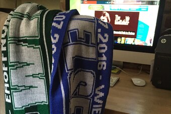 B/R's Rapid Vienna-Chelsea half-and-half scarf